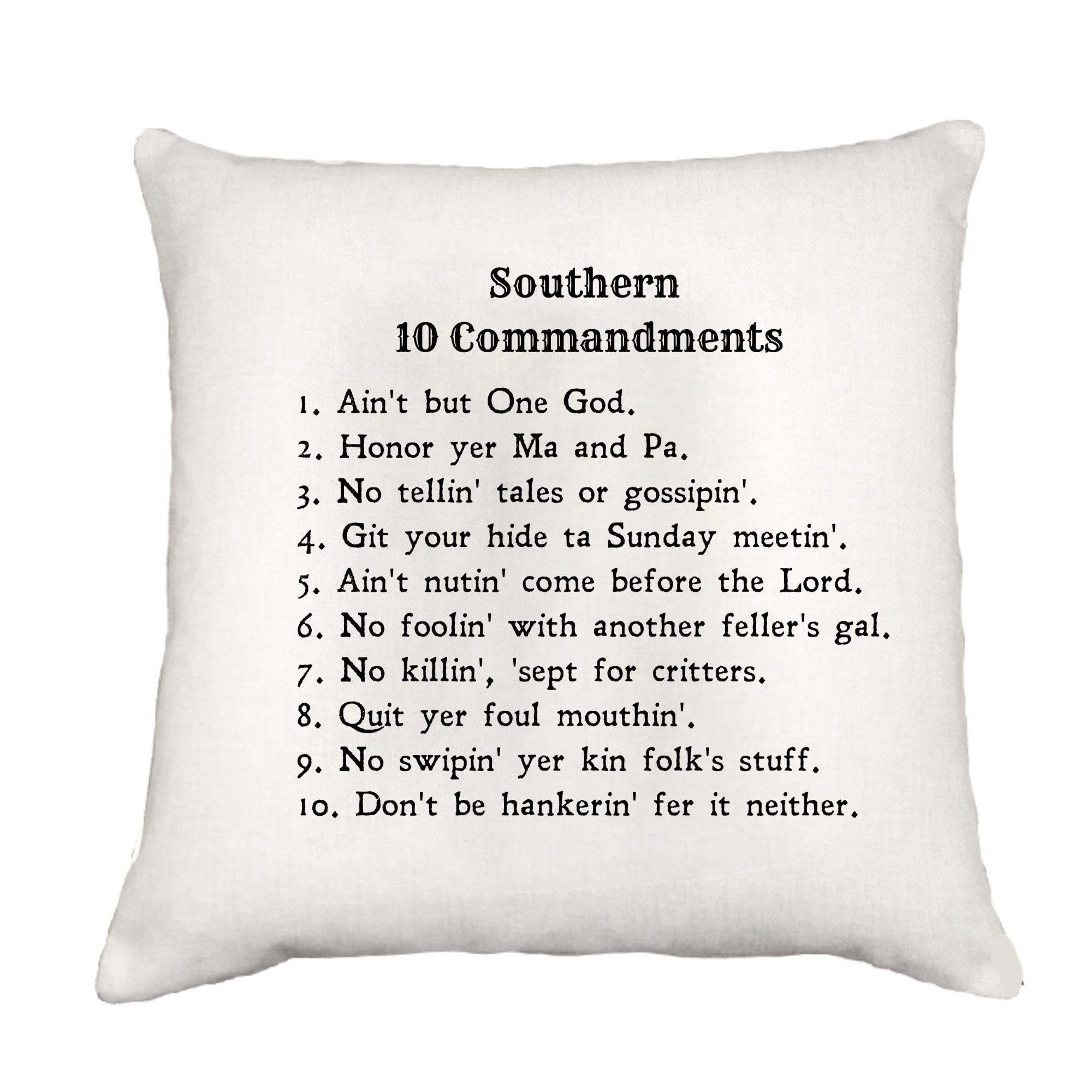 Southern 10 Commandments Cottage Pillow Throw/Decorative Pillow - Southern Sisters