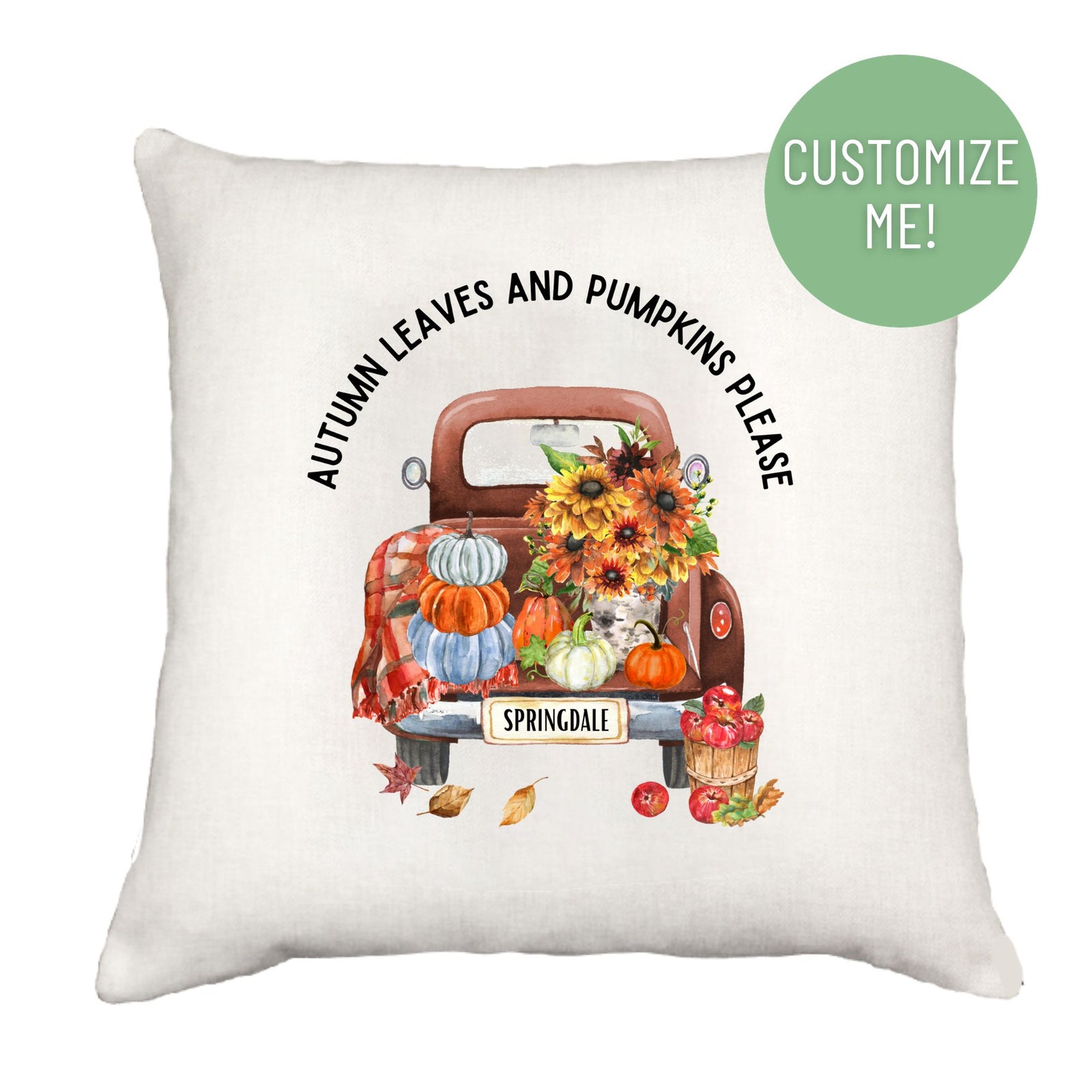 Autumn Truck Pillow Cover
