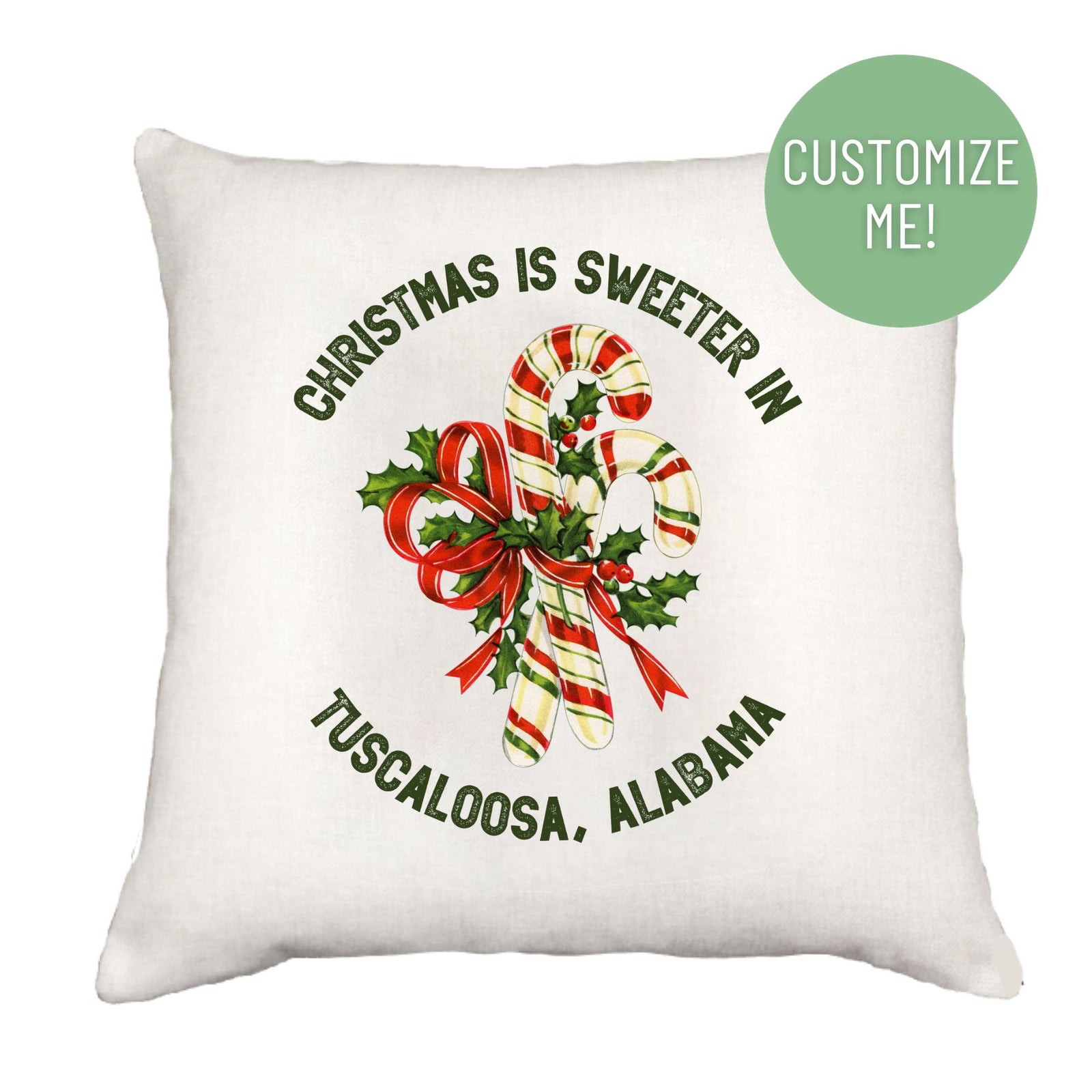 Candy Cane Christmas Pillow Cover