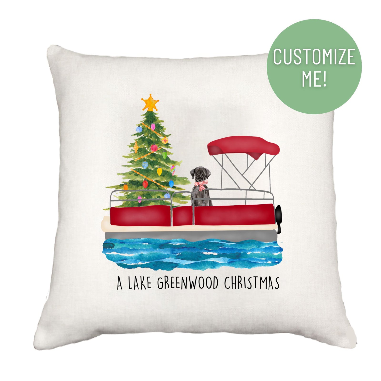 Pontoon Christmas Pillow Cover