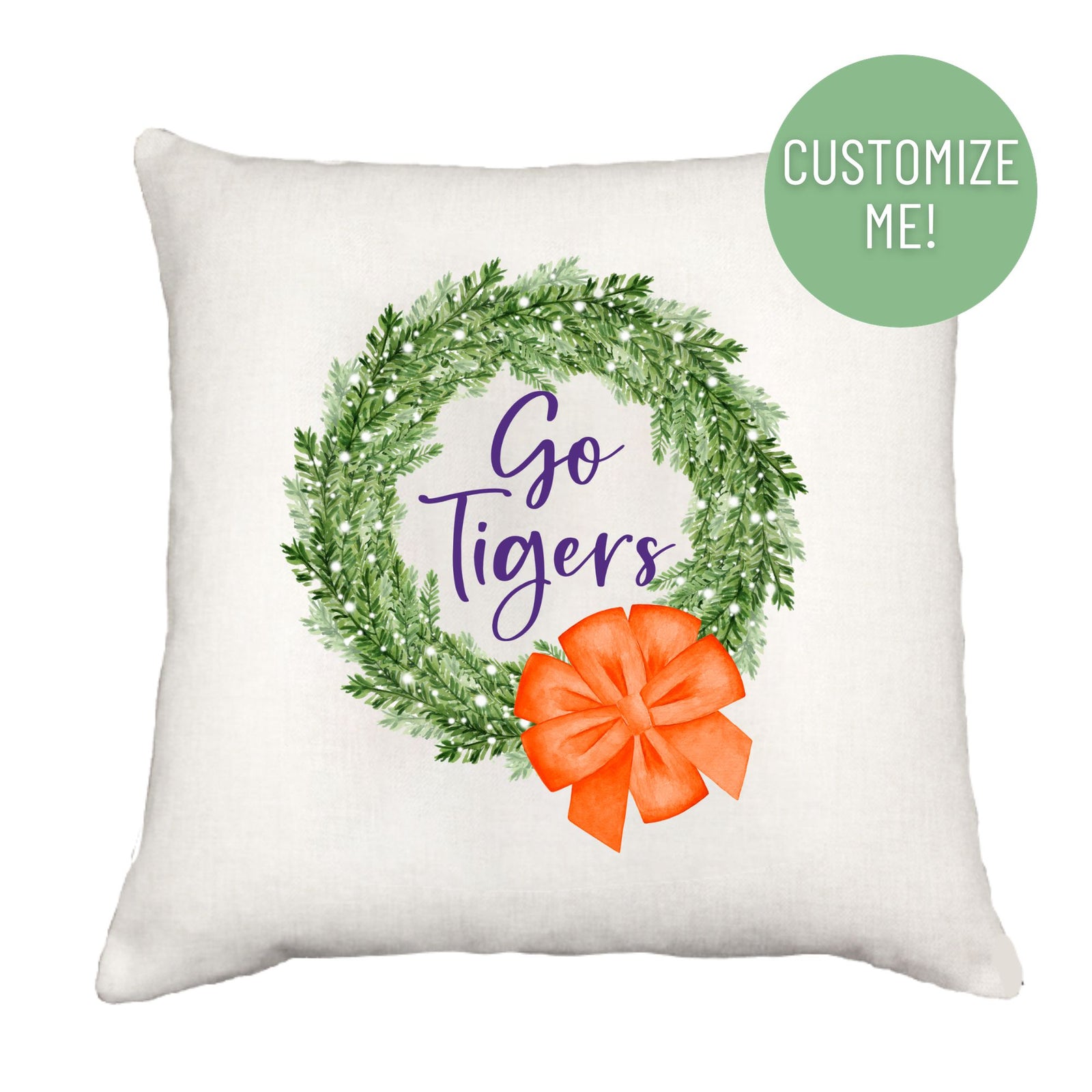 School Christmas Wreath Pillow Cover
