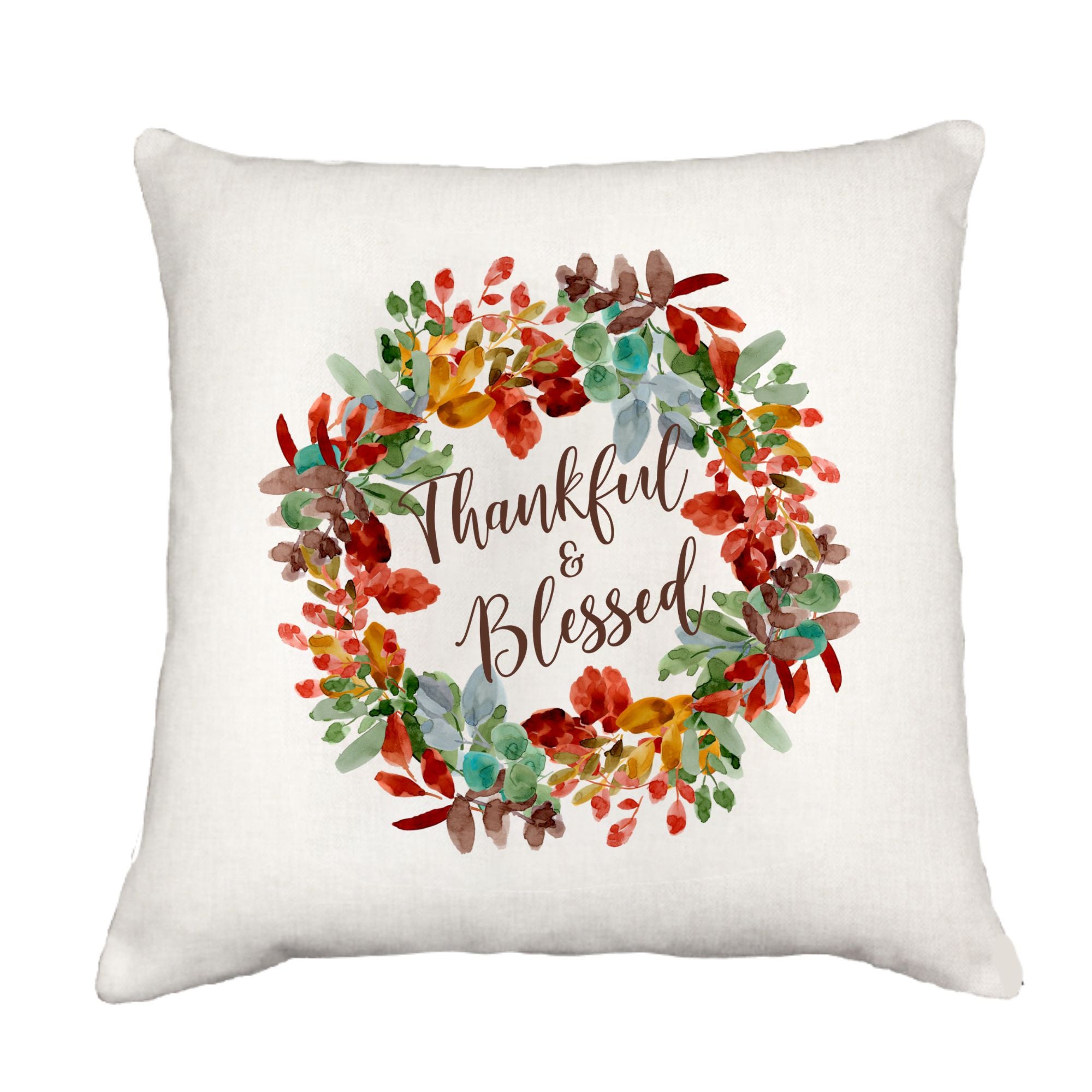 Thankful & Blessed Wreath Down Pillow