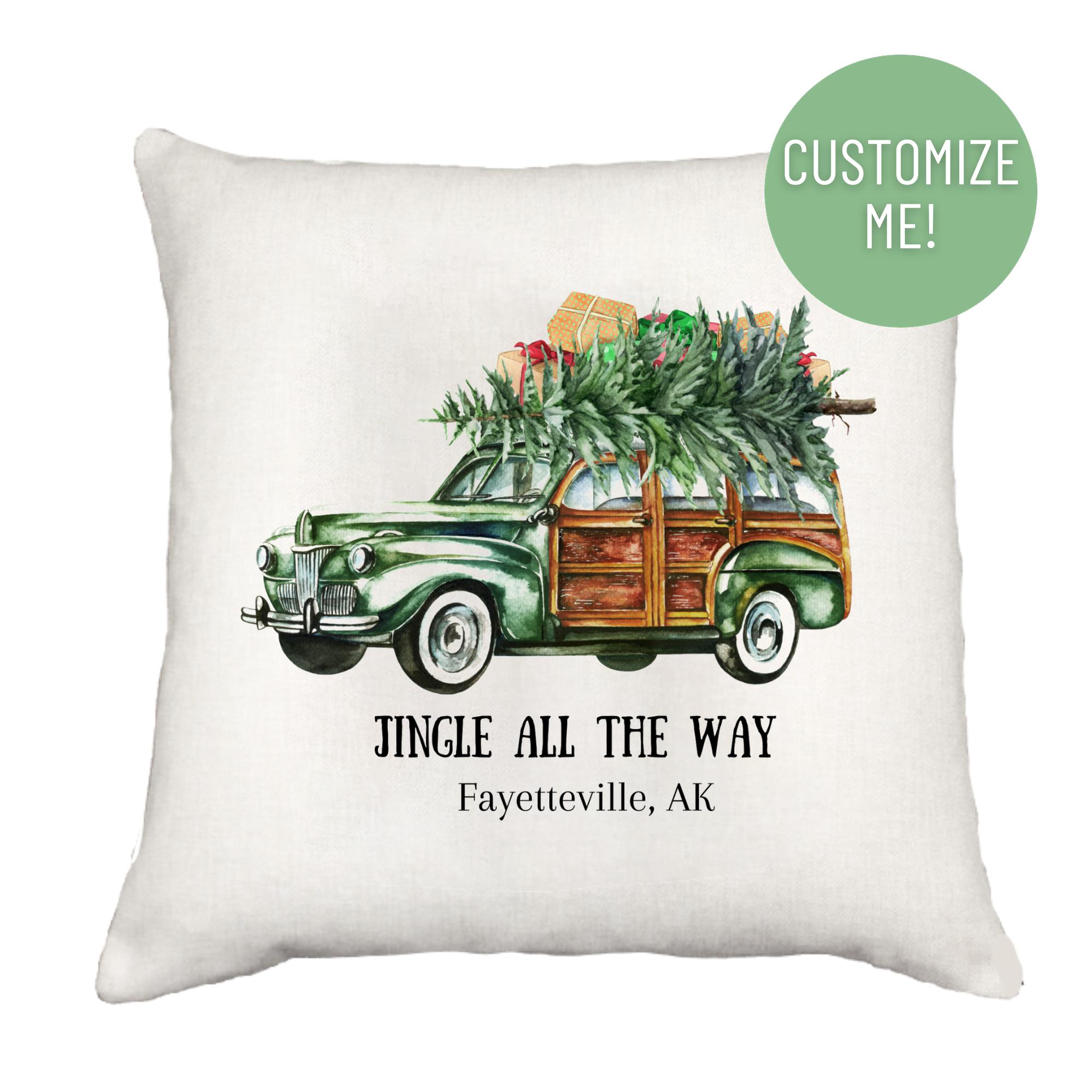Vintage Car And Tree Down Pillow
