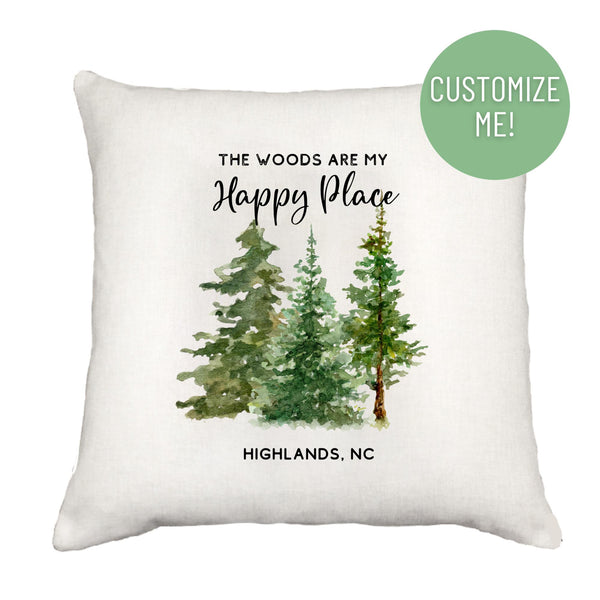 Woods Happy Place Pillow Cover