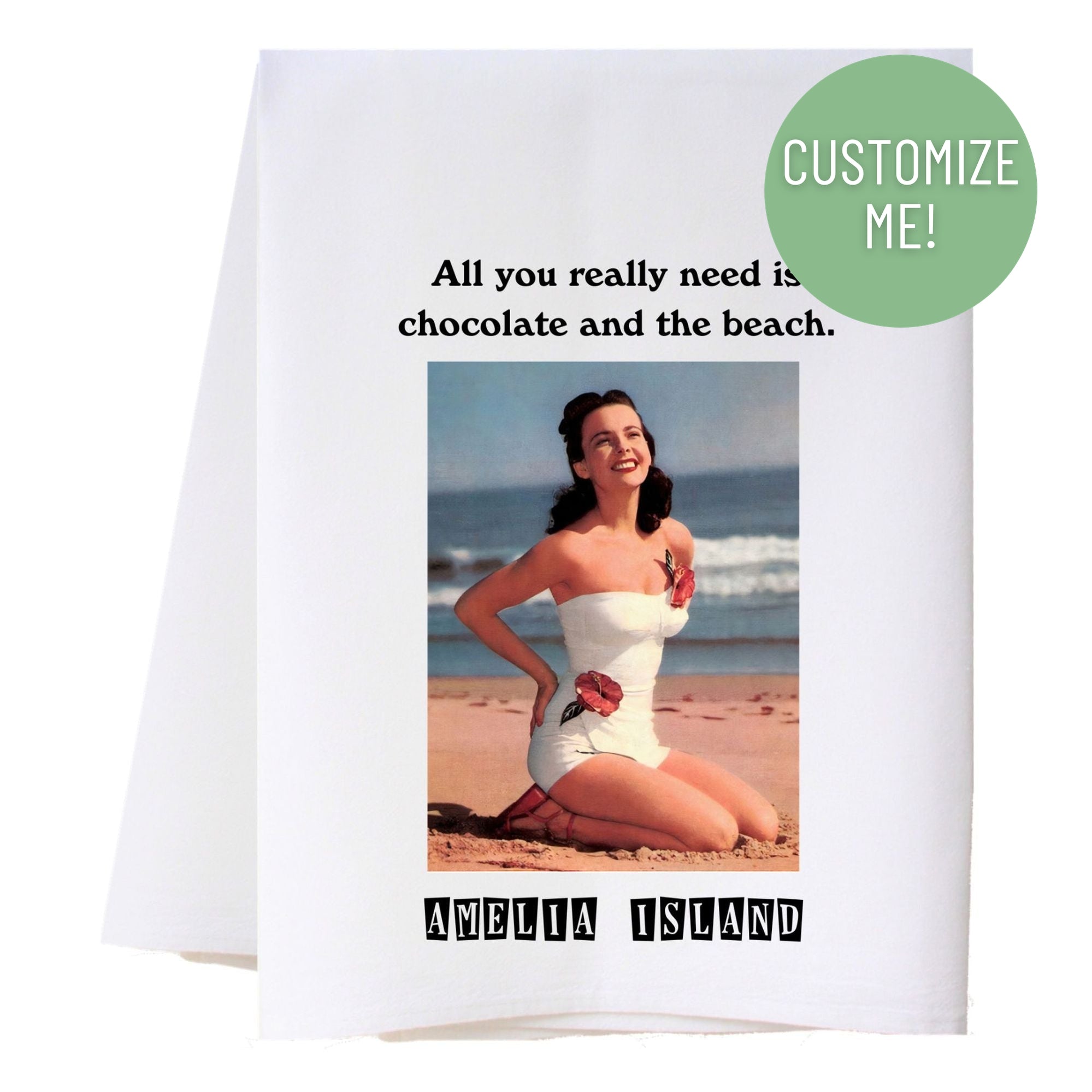 Chocolate And The Beach Flour Sack Towel