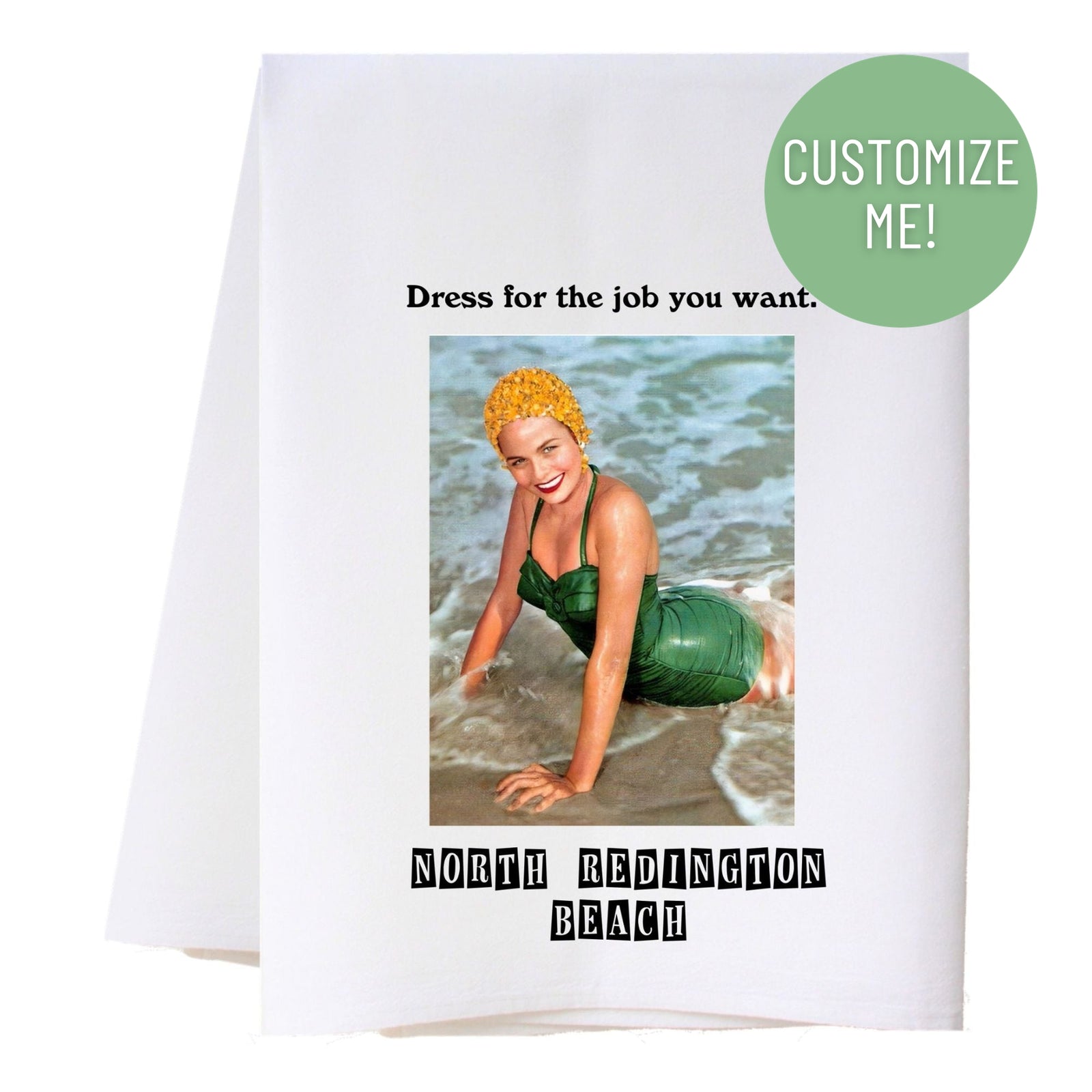 Beach Dress For The Job Kitchen Towel