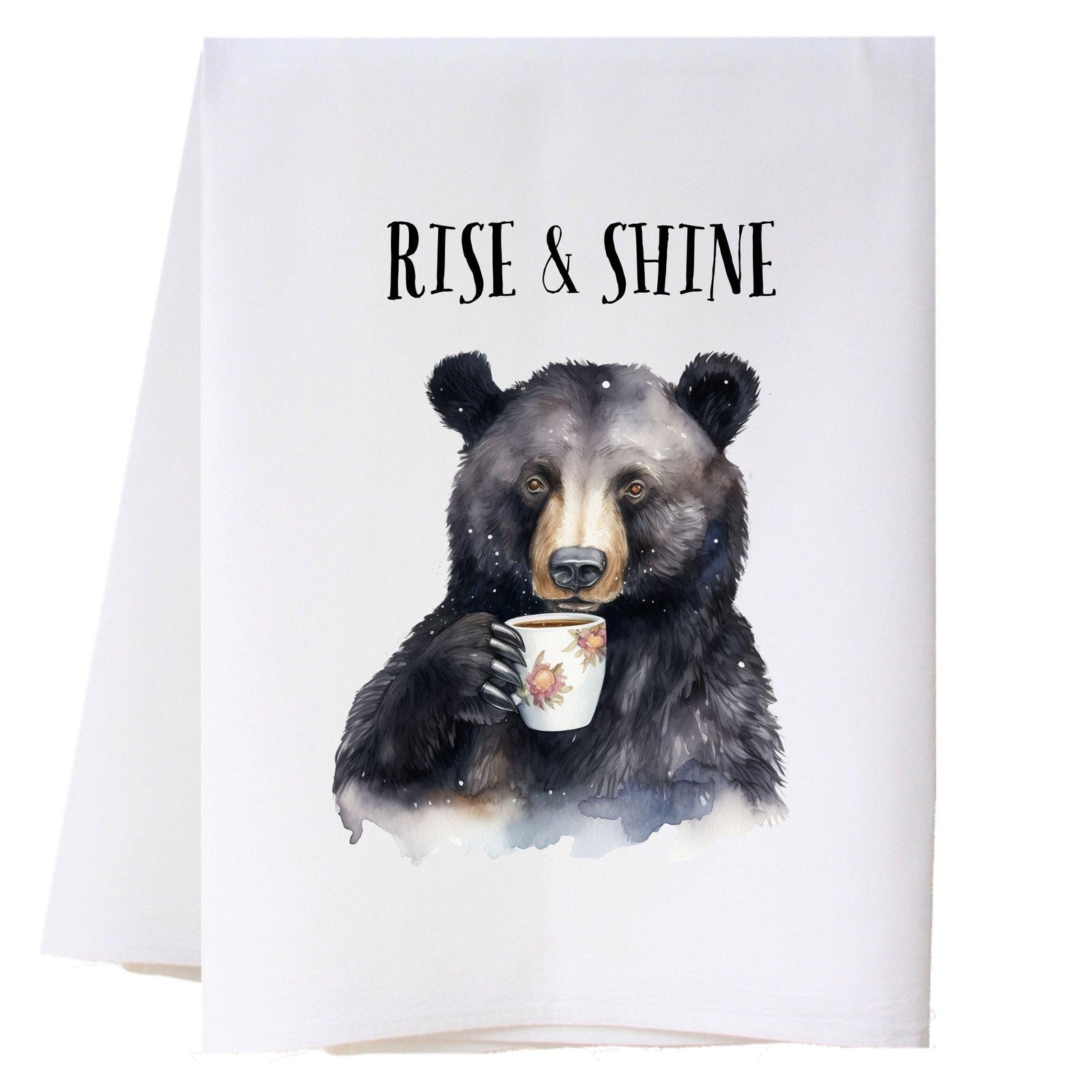 Bear Drinking Coffee Kitchen Towel