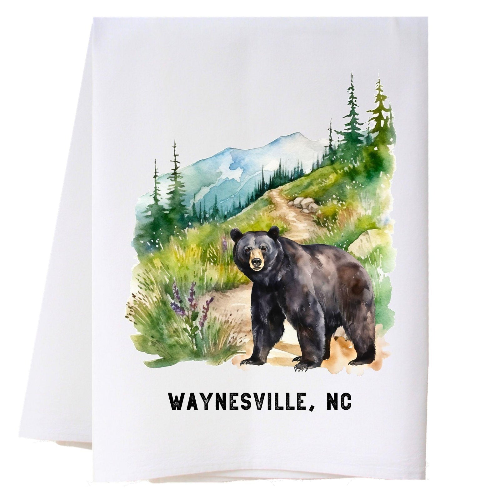 Black Bear In Mountains Kitchen Towel