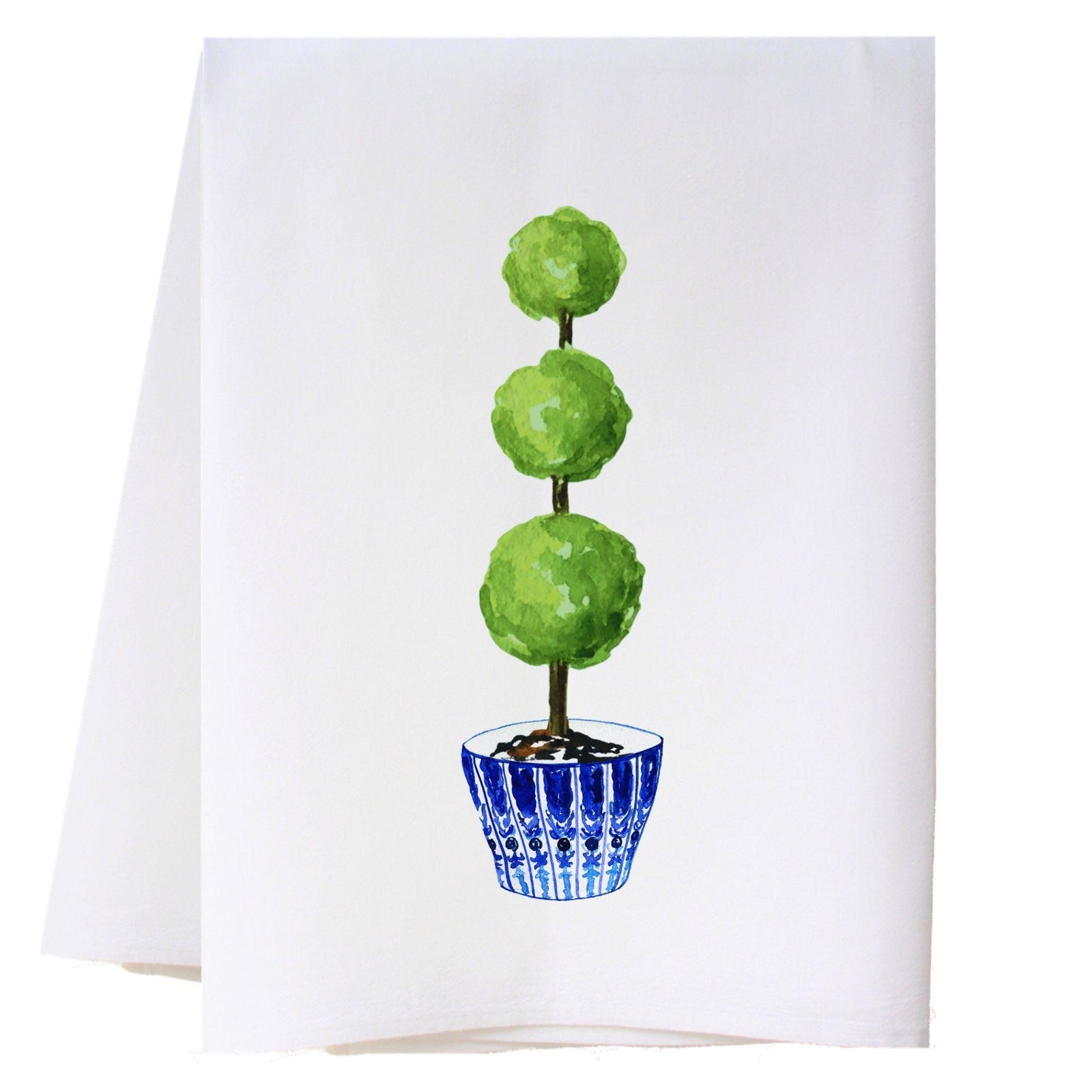 Blue And White Topiary Kitchen Towel Kitchen Towels - Southern Sisters