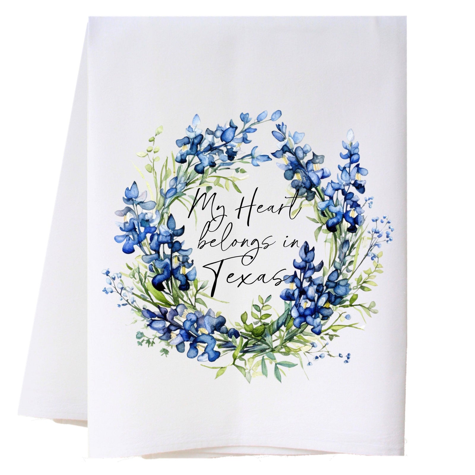 Bluebonnet Wreath Kitchen Towel