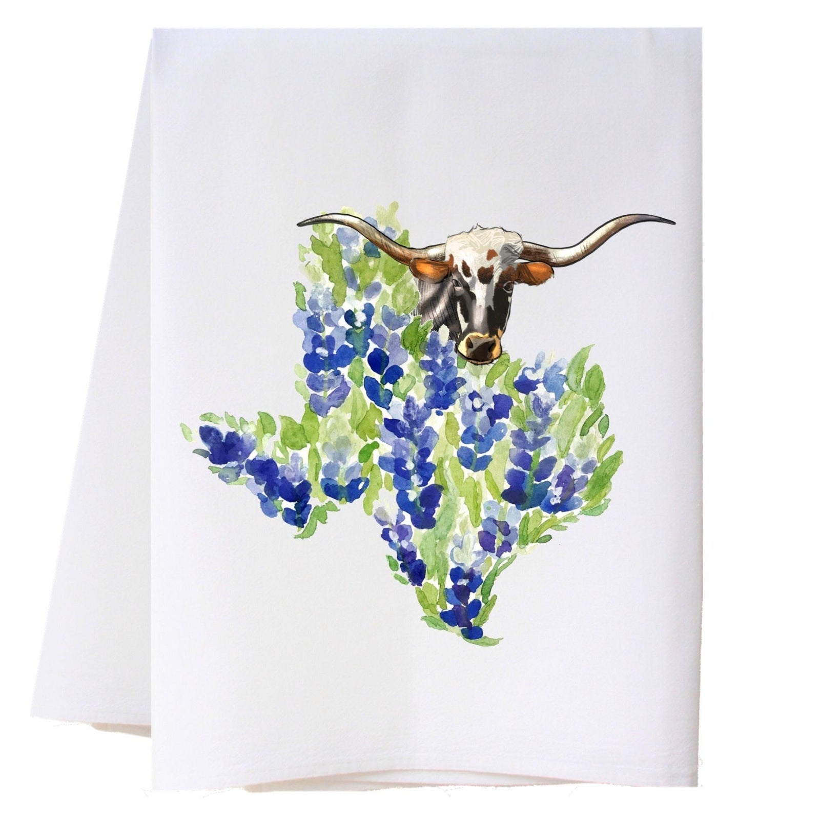 Bluebonnets Texas Longhorn Kitchen Towel Kitchen Towels - Southern Sisters