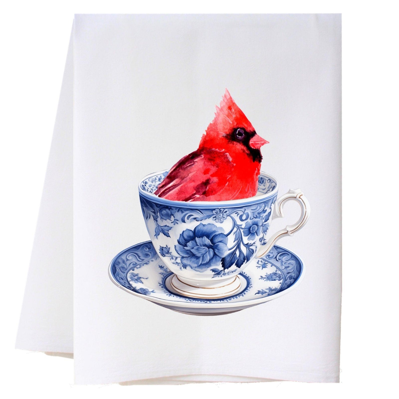 Cardinal In Teacup Kitchen Towel Kitchen Towels - Southern Sisters