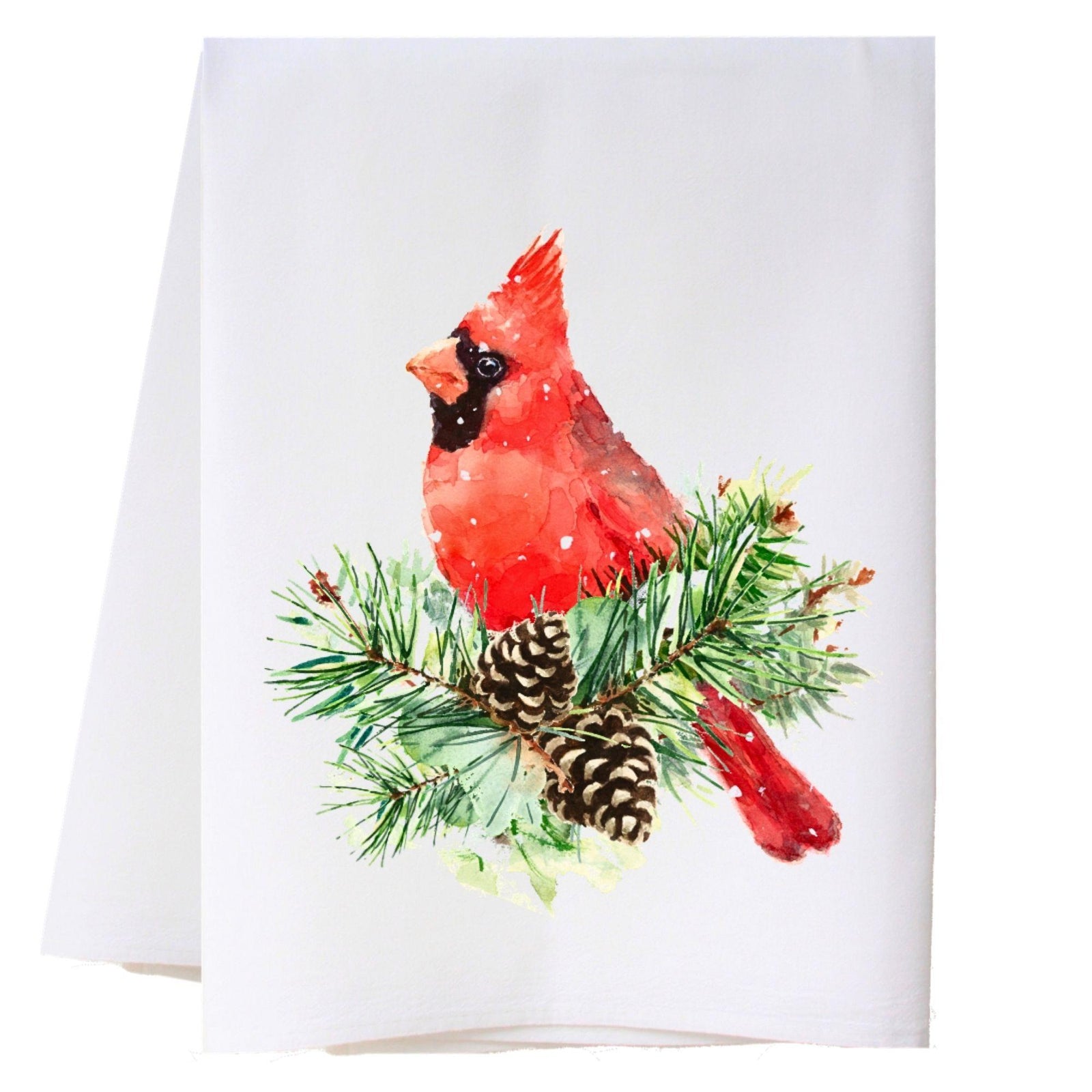 Cardinal and Pinecones Kitchen Towel