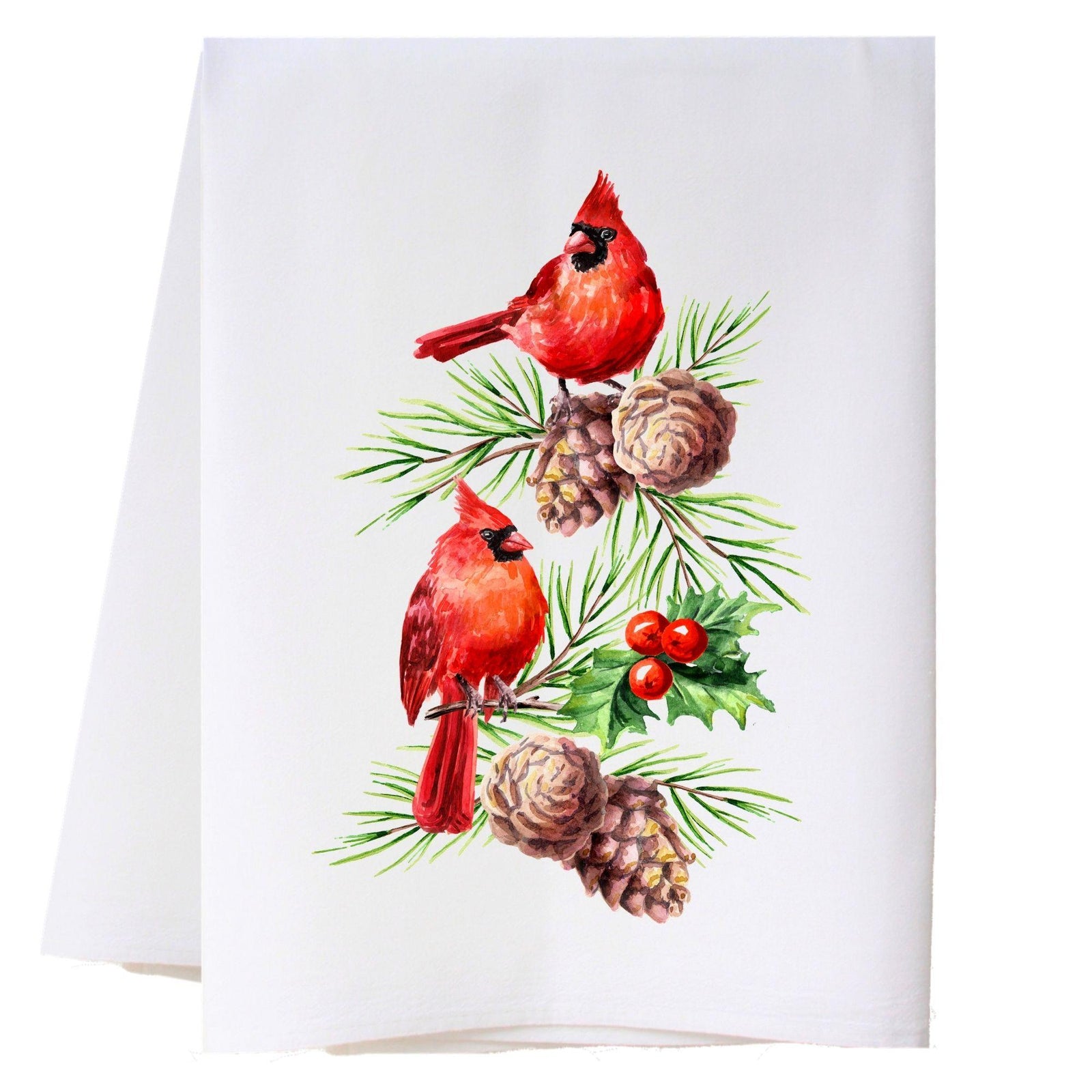 Cardinals And Pinecones Kitchen Towel