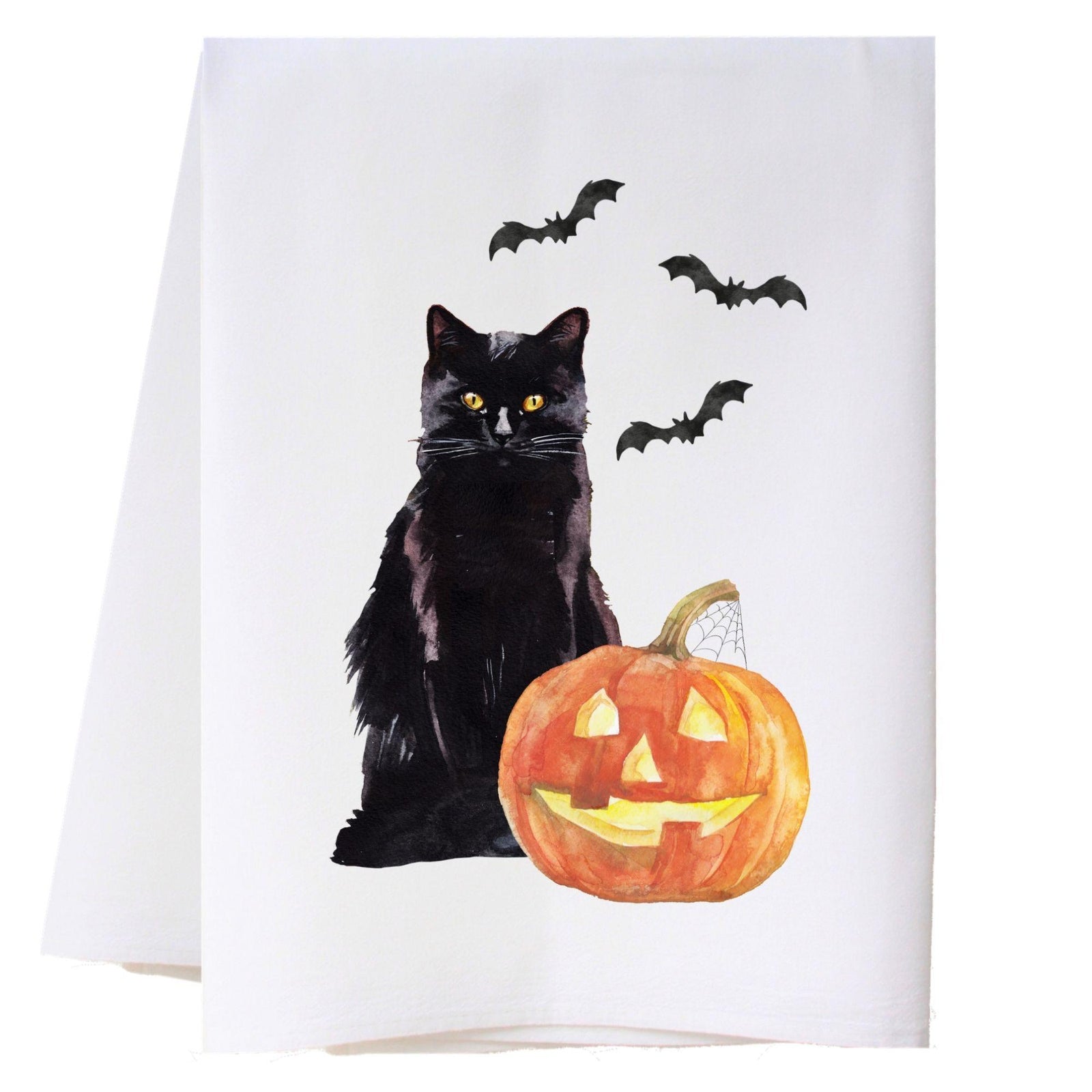 Cat And Jack O Lantern Kitchen Towel Kitchen Towels - Southern Sisters