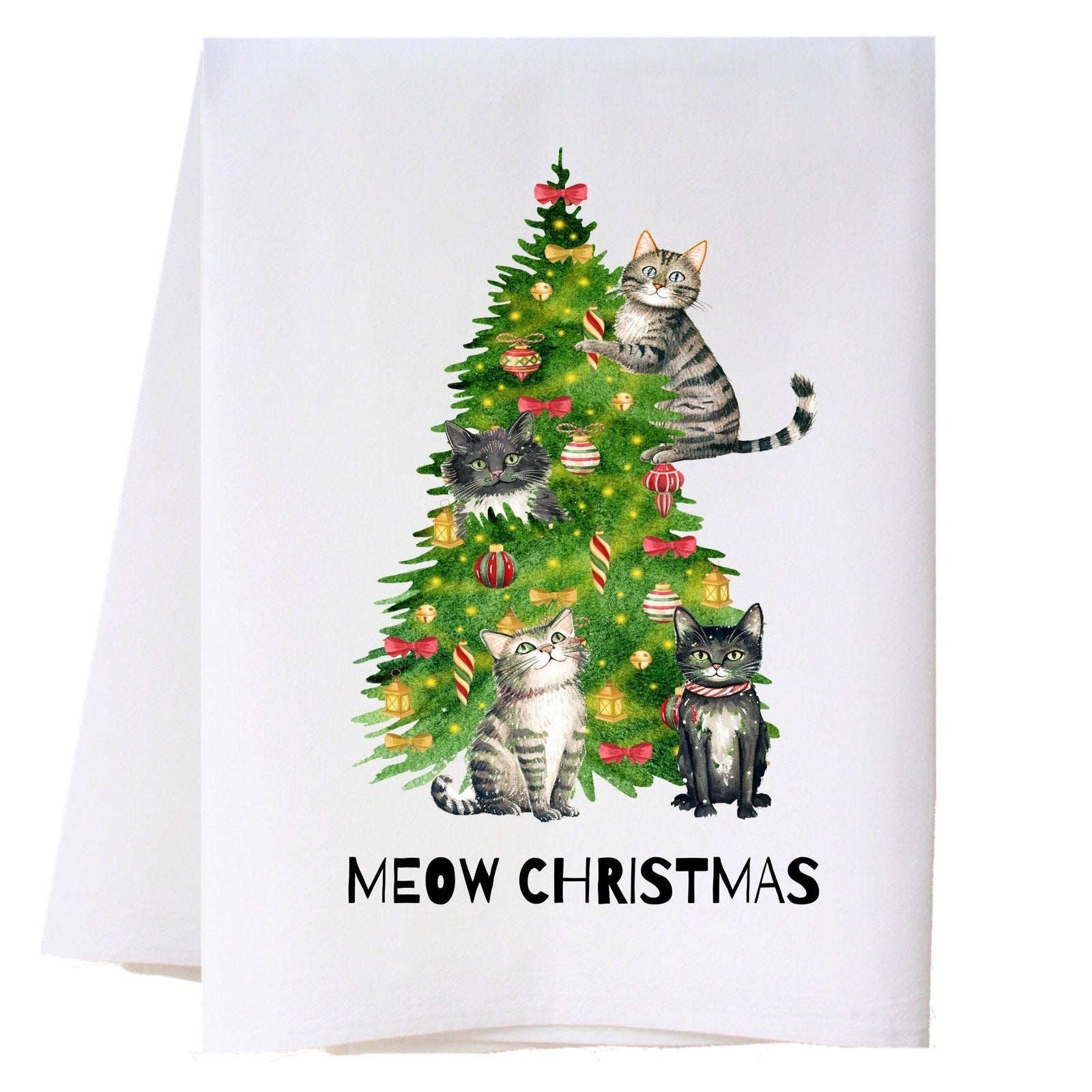 Christmas Cat Tree Kitchen Towel