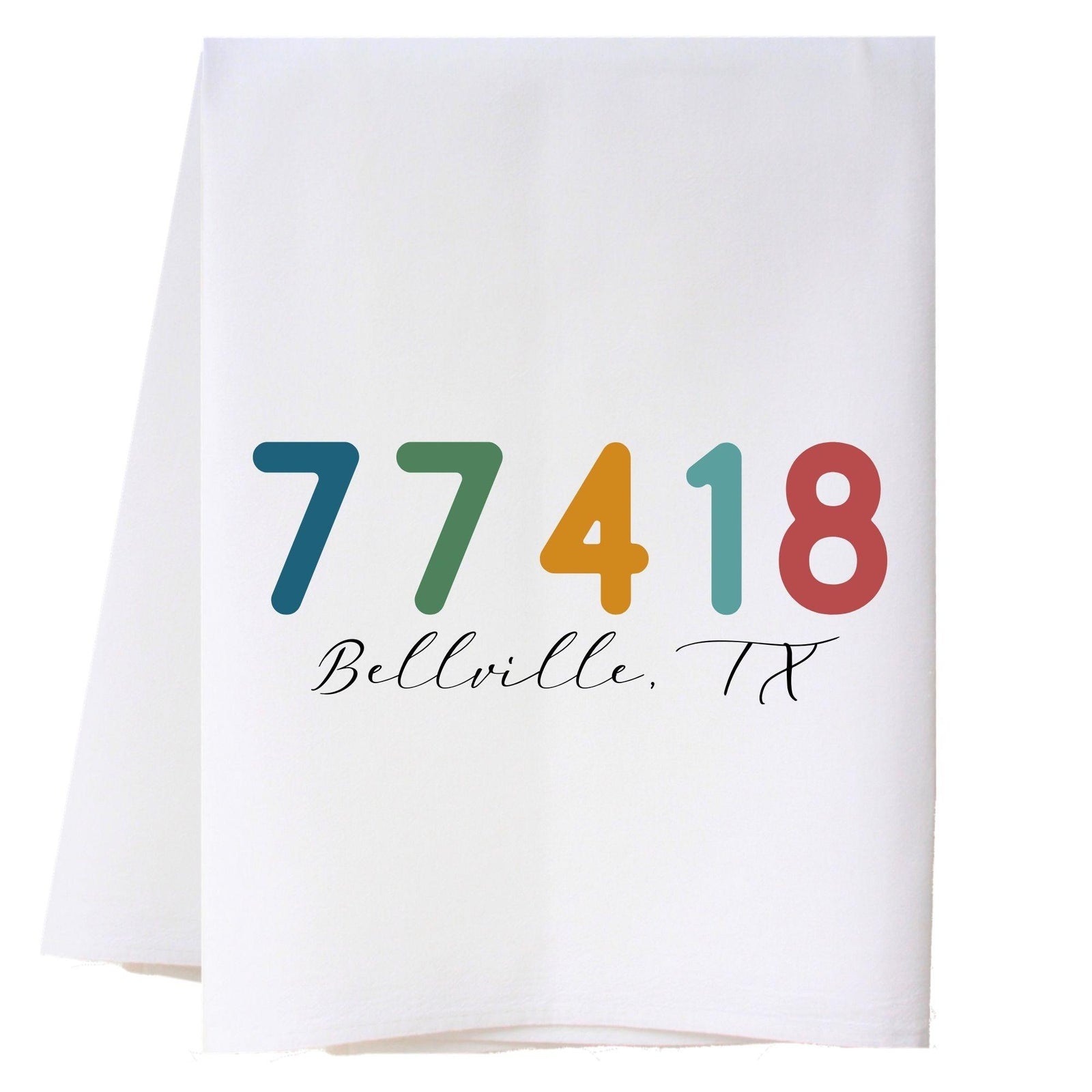 Color Text Zip Code Kitchen Towel Kitchen Towels - Southern Sisters