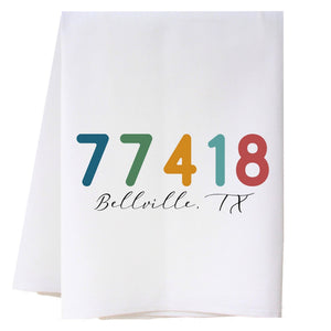 Color Text Zip Code Kitchen Towel Kitchen Towels - Southern Sisters