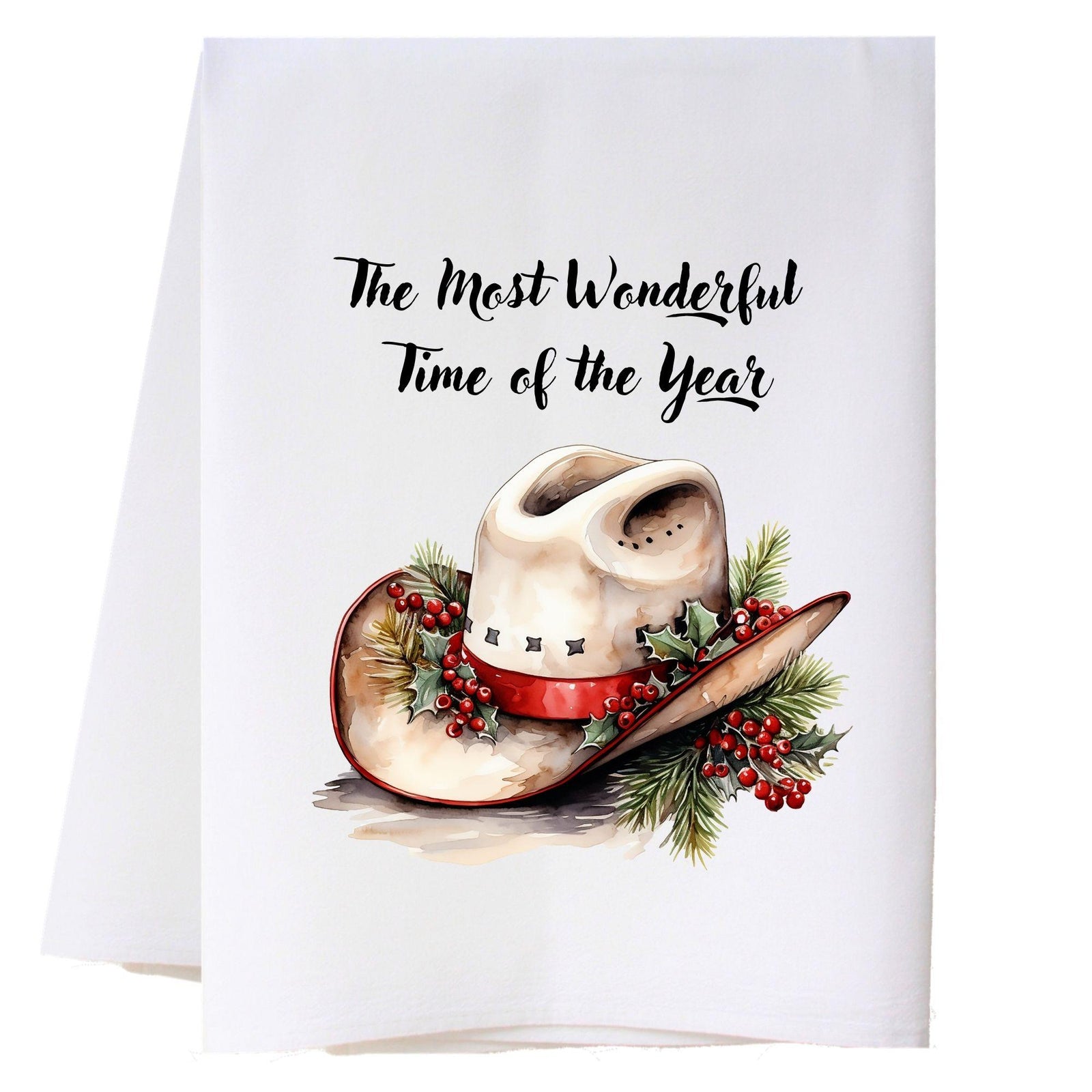Cowboy Hat And Holly Kitchen Towel