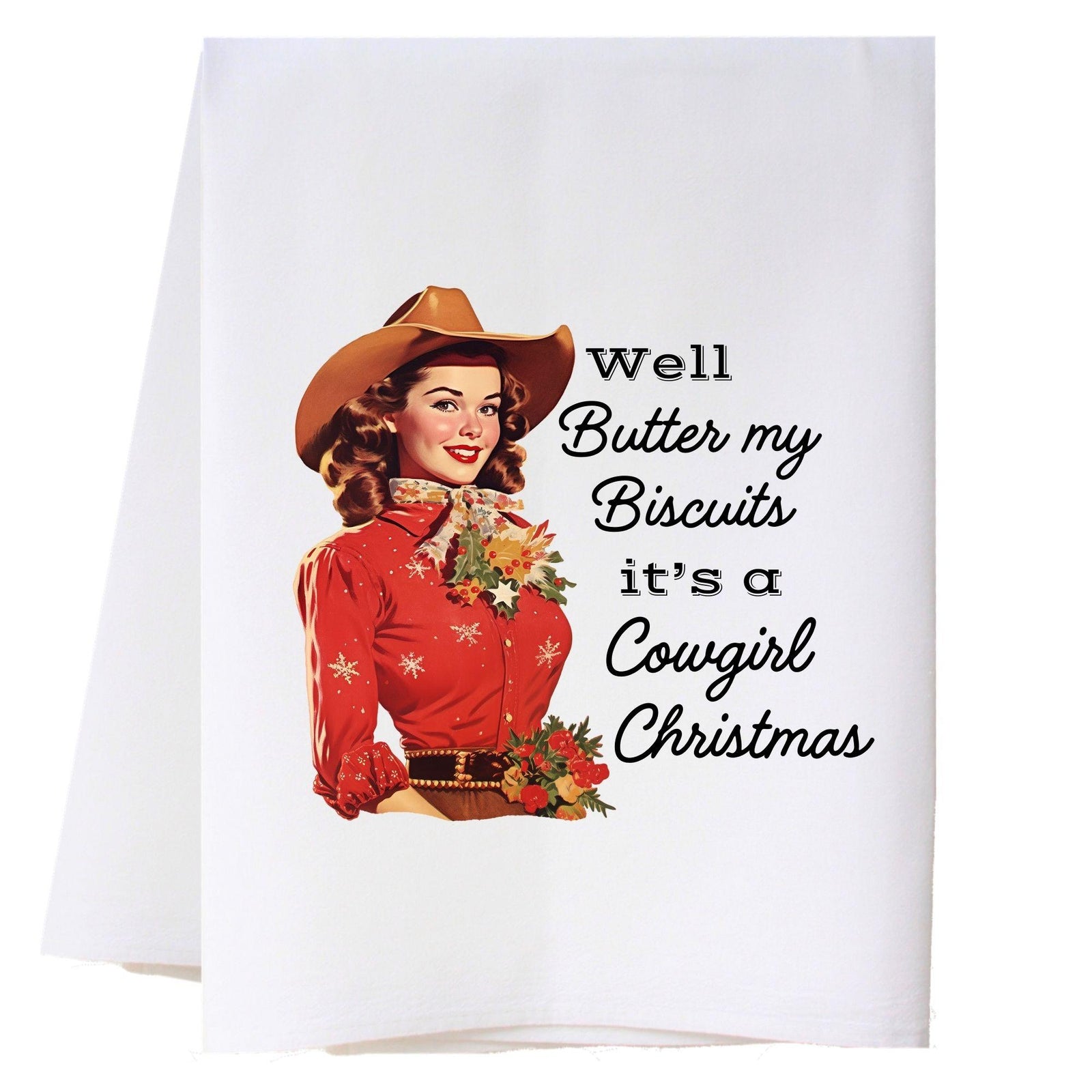 Cowgirl Christmas Kitchen Towel
