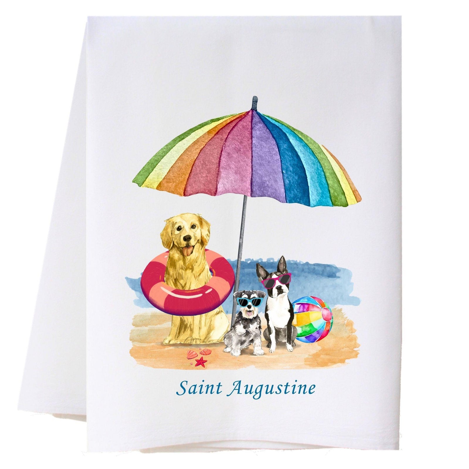 Dogs on Beach Kitchen Towel