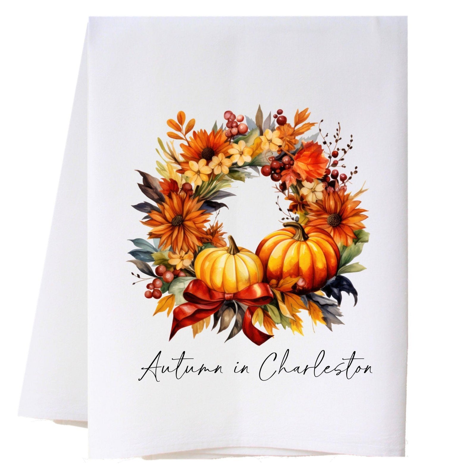 Fall Wreath Kitchen Towel Kitchen Towels - Southern Sisters