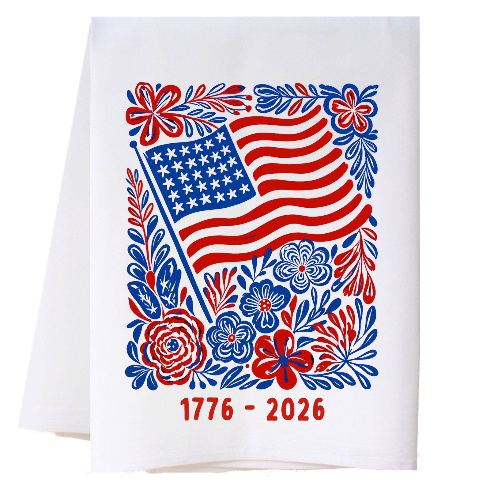 Flag And Flowers Kitchen Towel Kitchen Towels - Southern Sisters