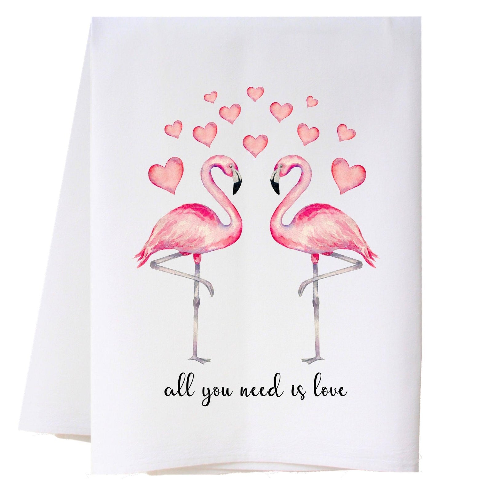 Flamingos In Love Kitchen Towel