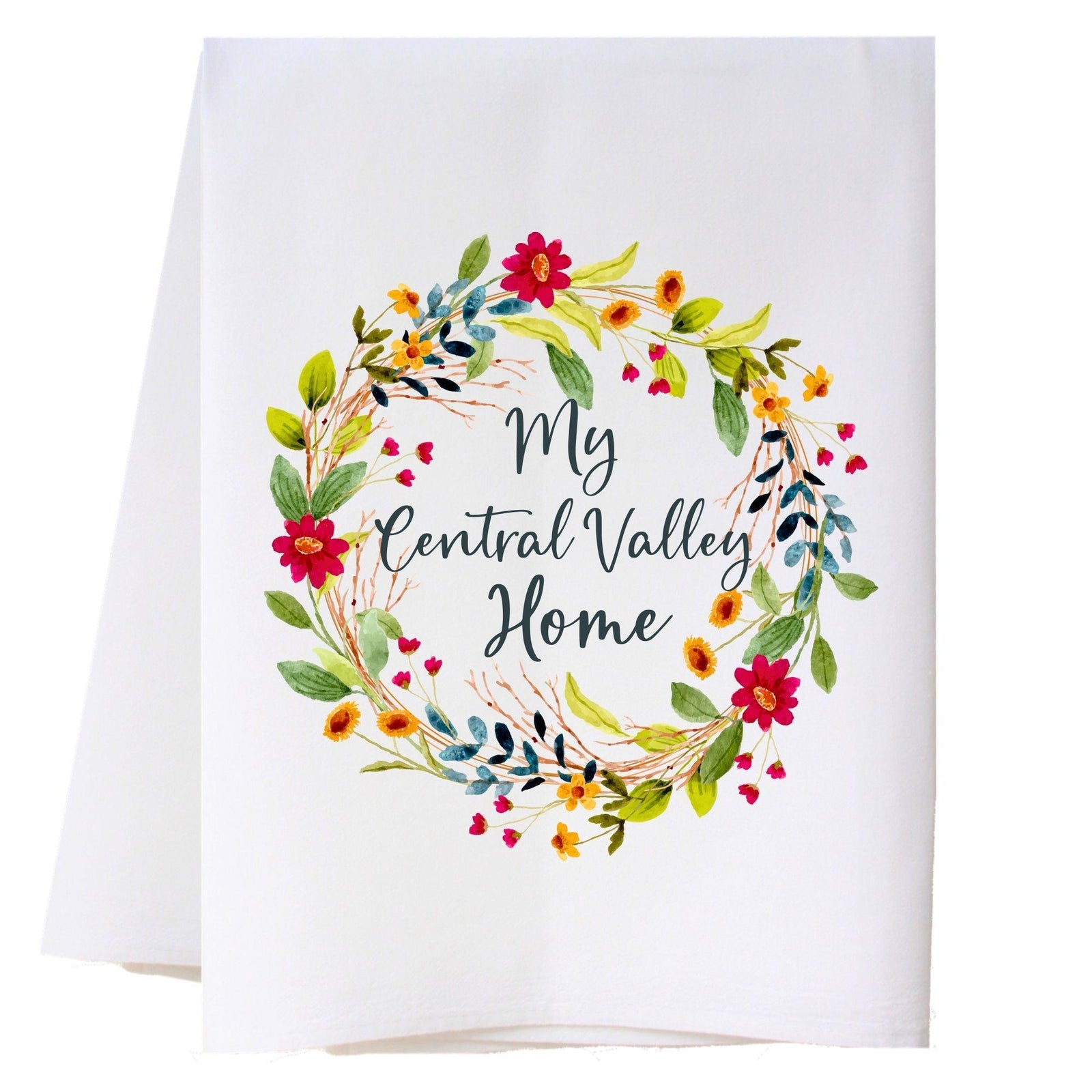 Floral Wreath Hometown Kitchen Towel