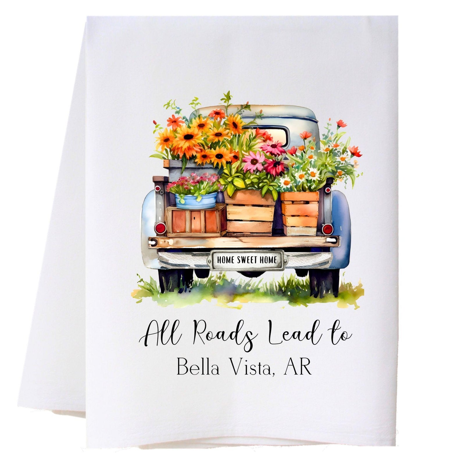 Flower Truck Kitchen Towel
