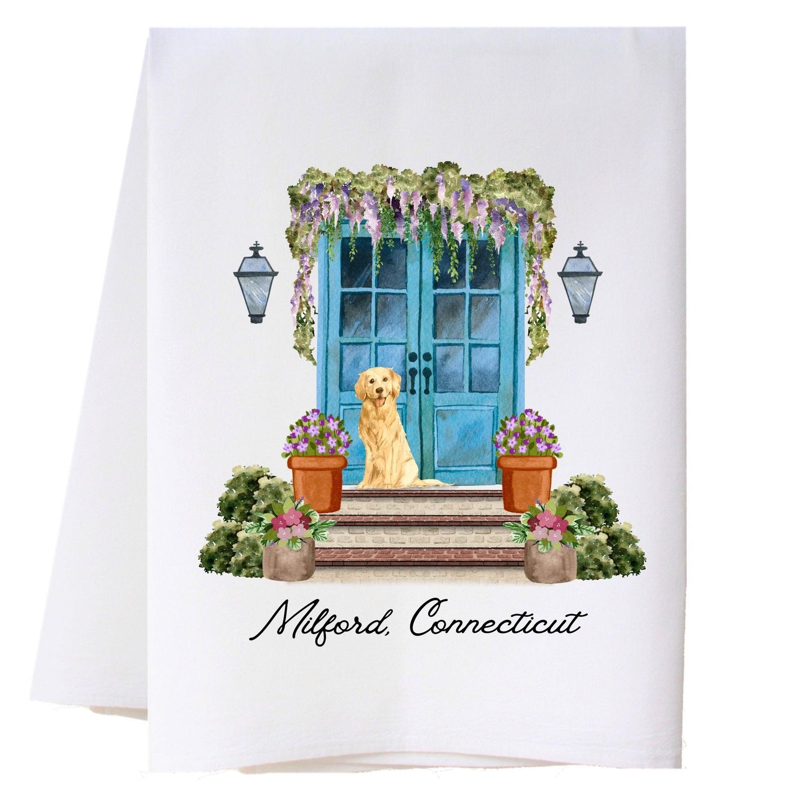 Front Door And Dog Kitchen Towel