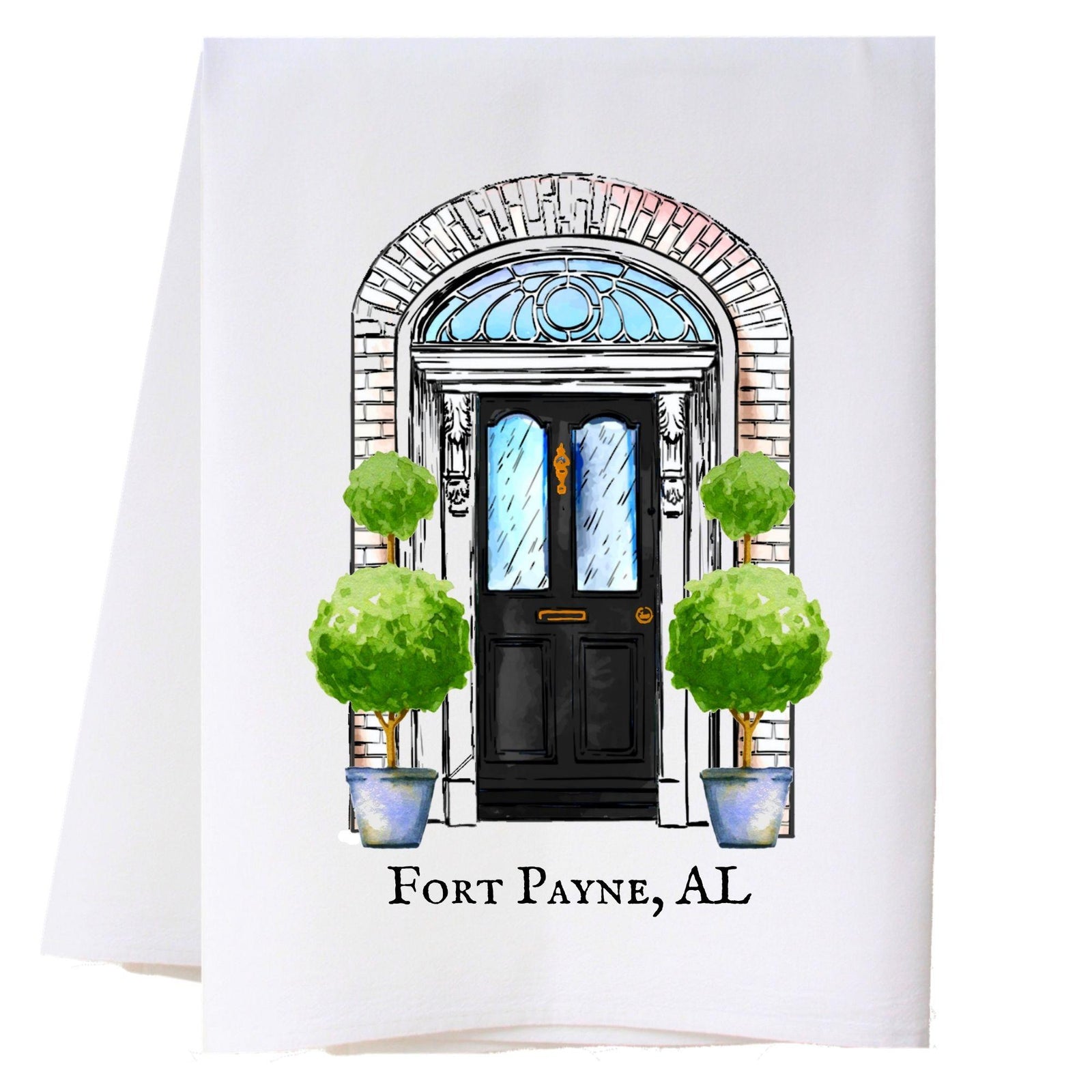 Hometown Front Door - Black Door Kitchen Towel Kitchen Towels - Southern Sisters