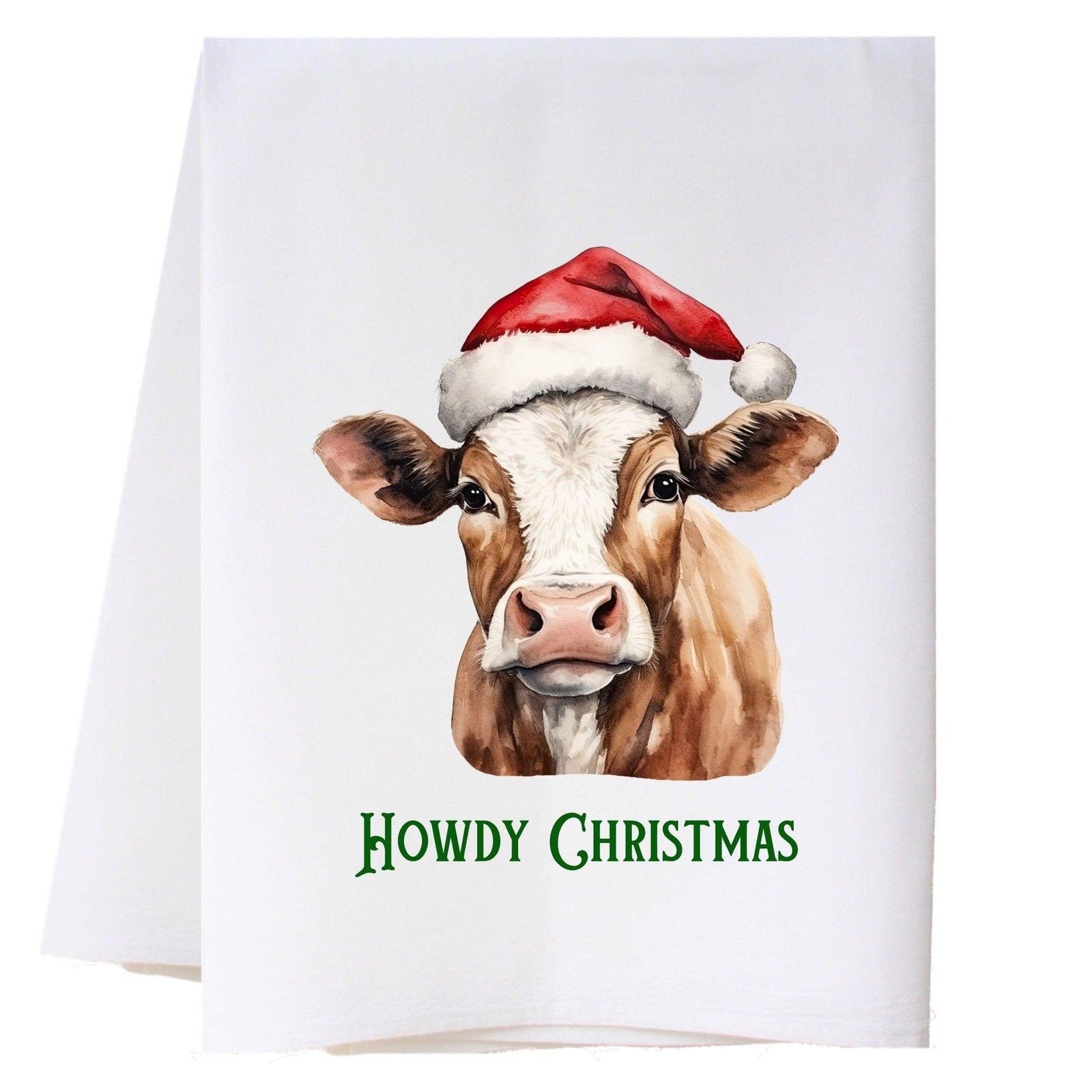 Howdy Christmas Cow Kitchen Towel