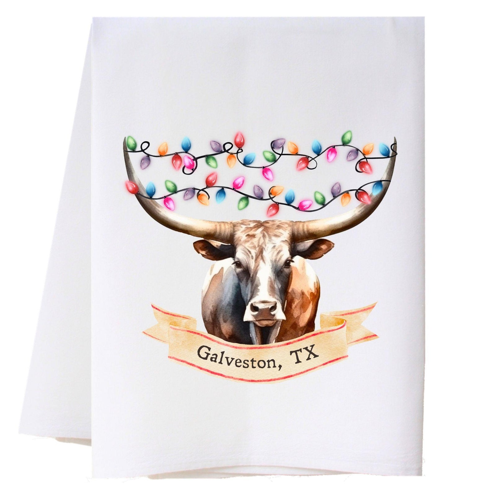 Longhorn And Lights Kitchen Towel