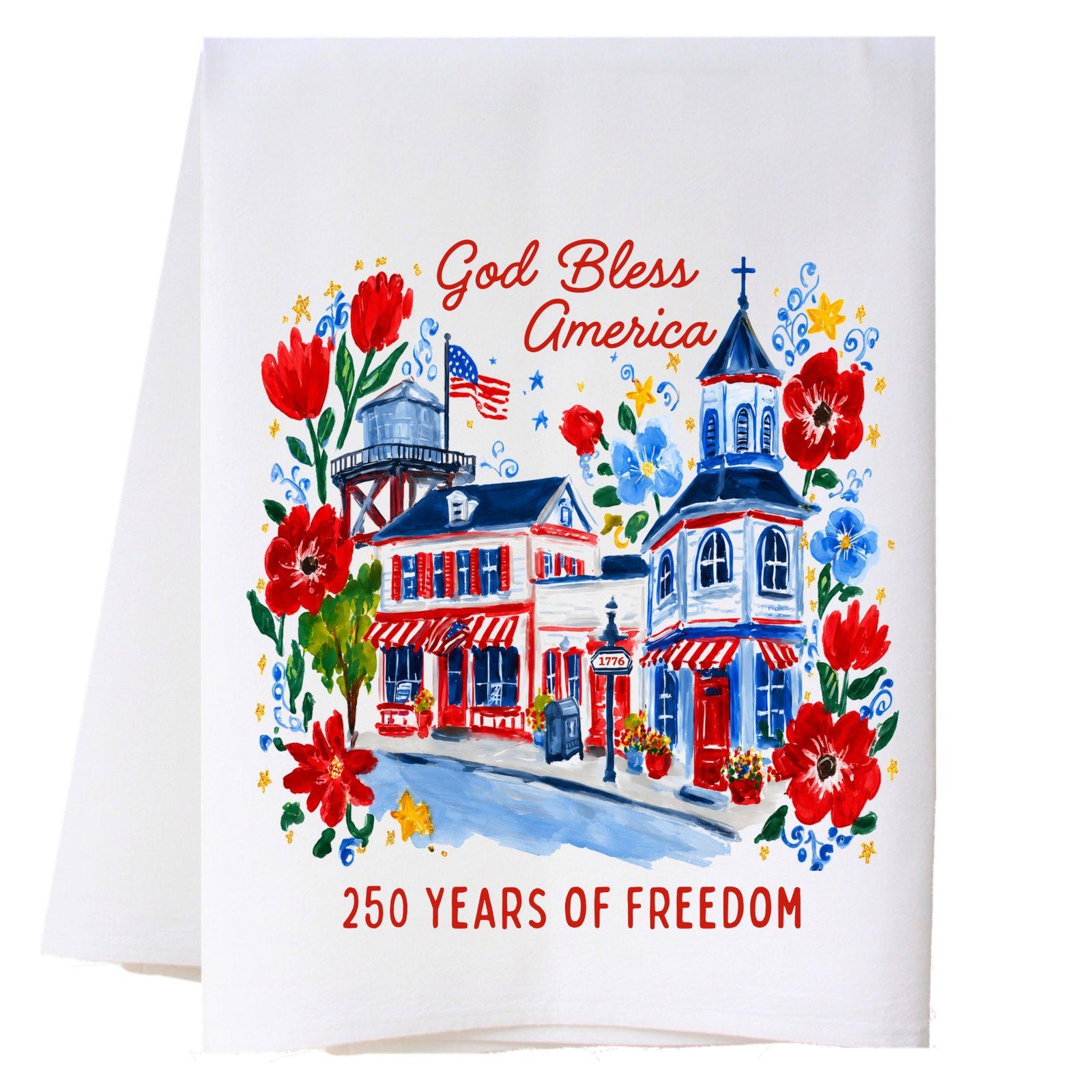 Patriotic Town Kitchen Towel Kitchen Towels - Southern Sisters
