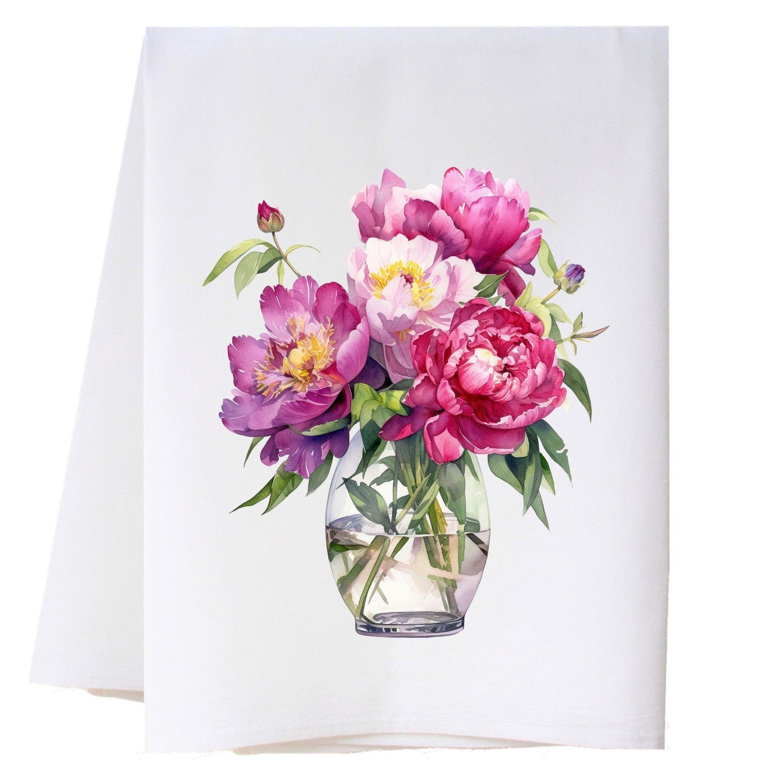 Peonies In Vase Kitchen Towel Kitchen Towels - Southern Sisters