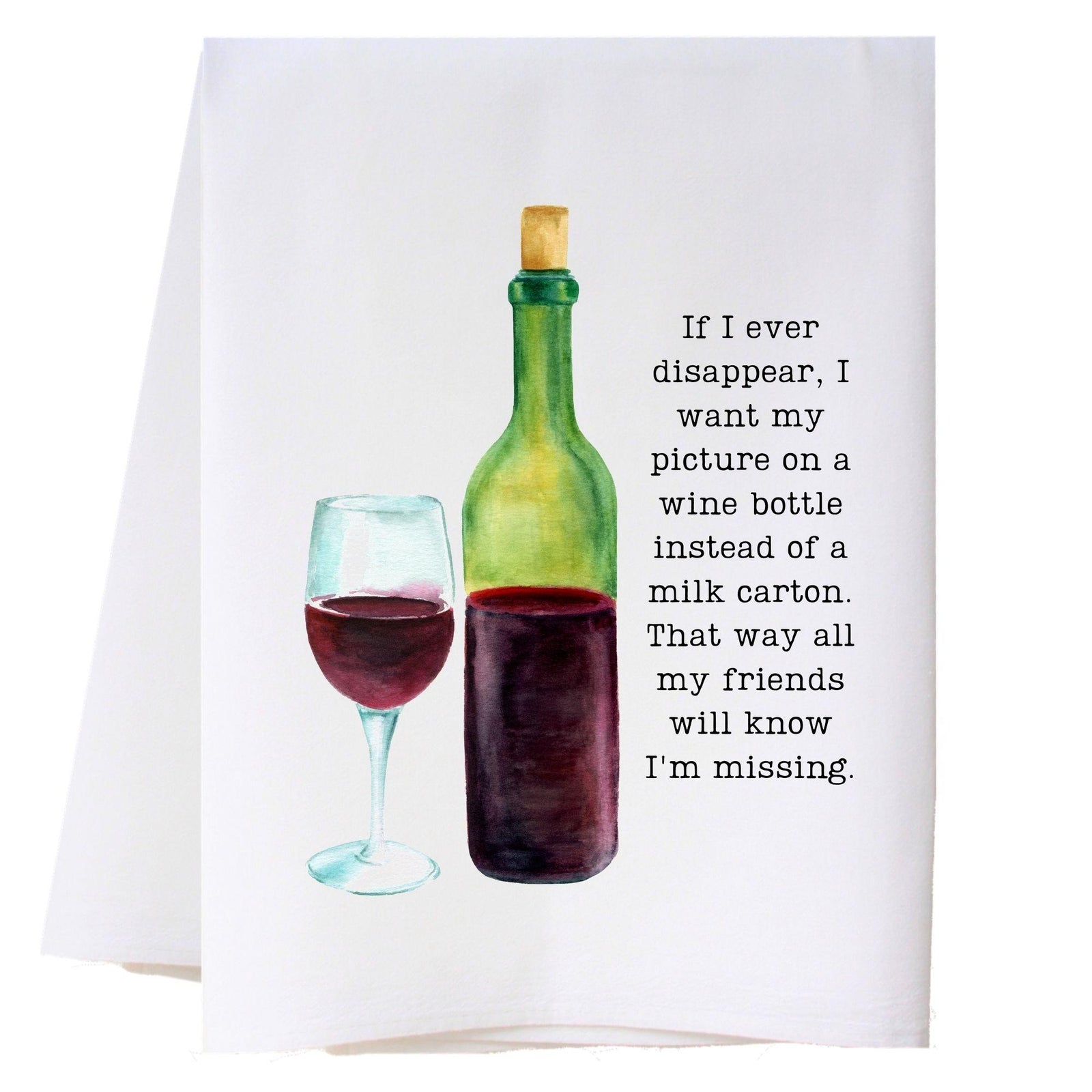 Picture on Wine Bottle Kitchen Towel Kitchen Towels - Southern Sisters