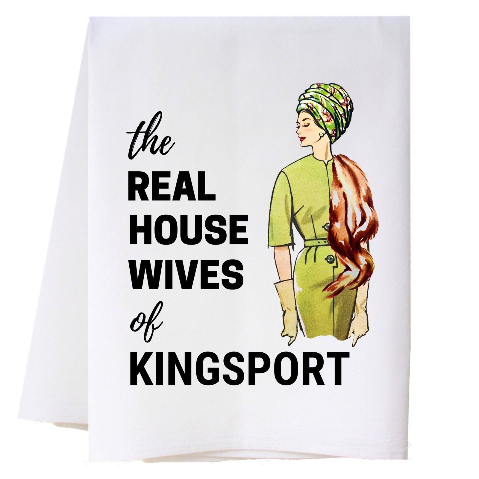 Real Housewives Green Dress Kitchen Towel