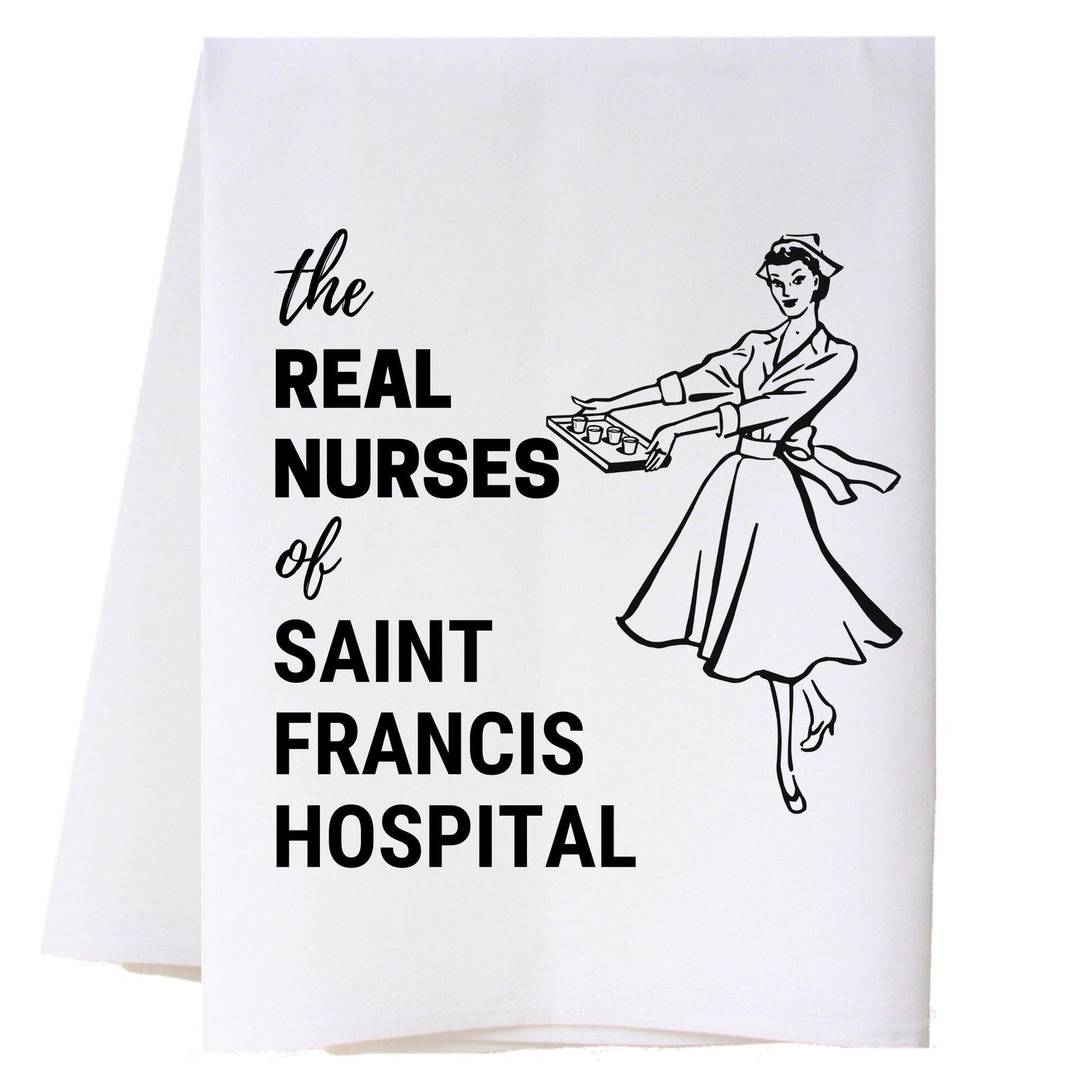 Real Nurses - Black Kitchen Towel Kitchen Towels - Southern Sisters