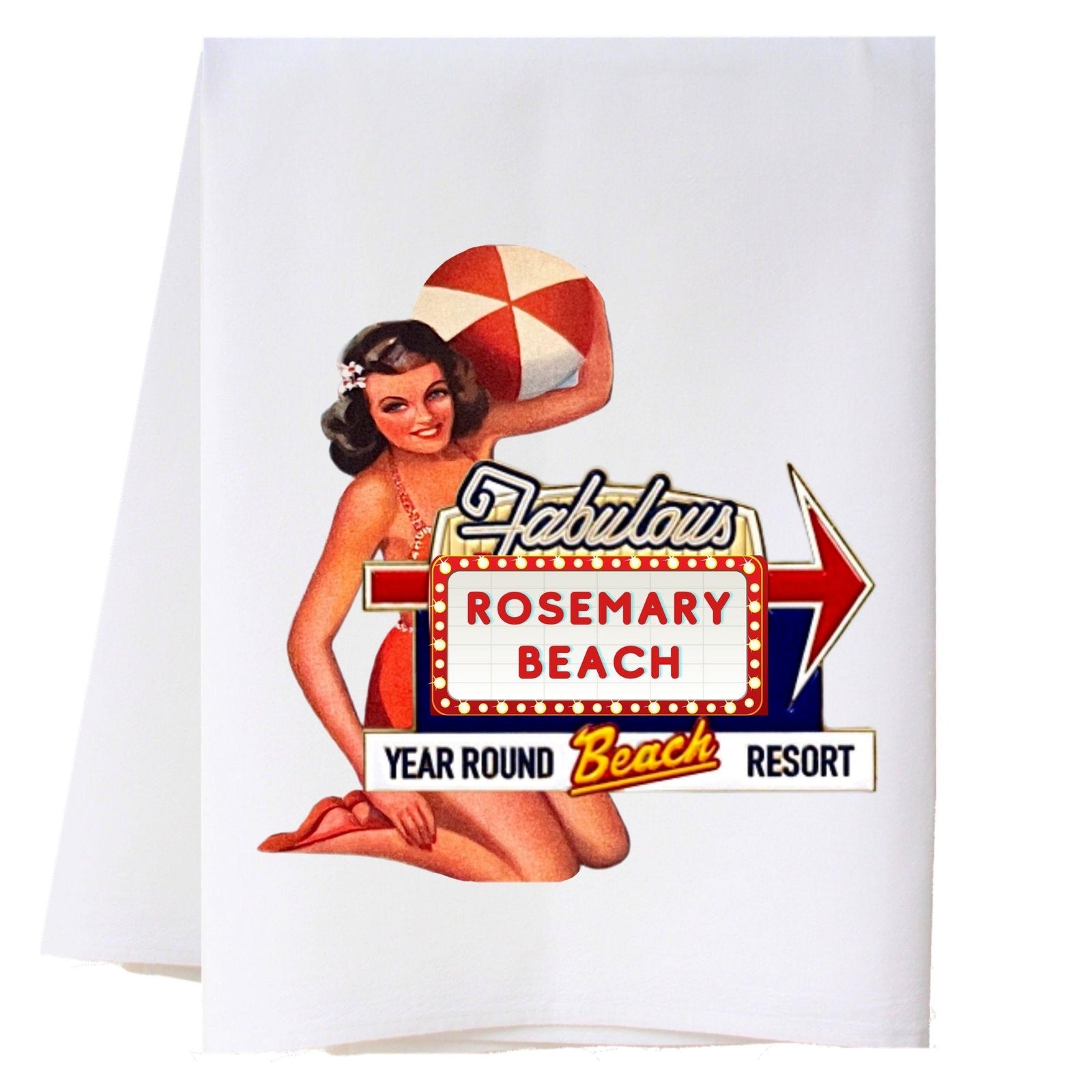 Retro Beach Sign Kitchen Towel Kitchen Towels - Southern Sisters