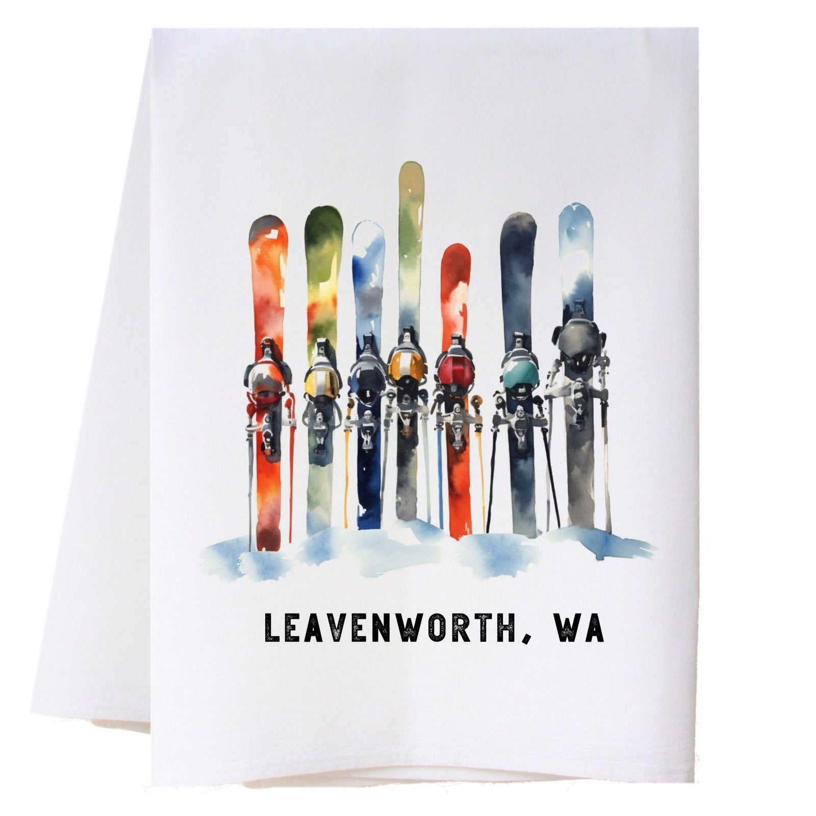Row Of Skis Kitchen Towel