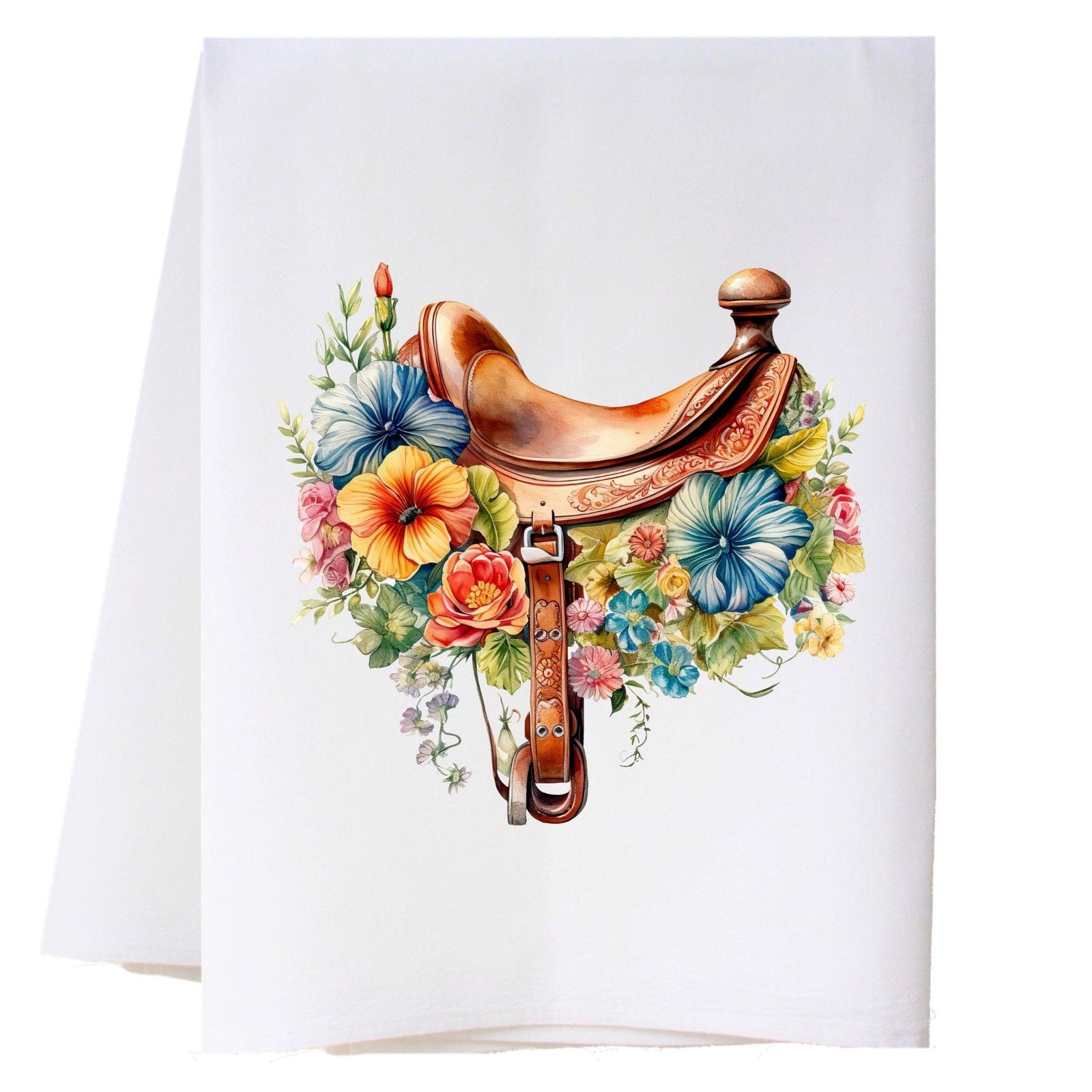 Saddle And Flowers Kitchen Towel