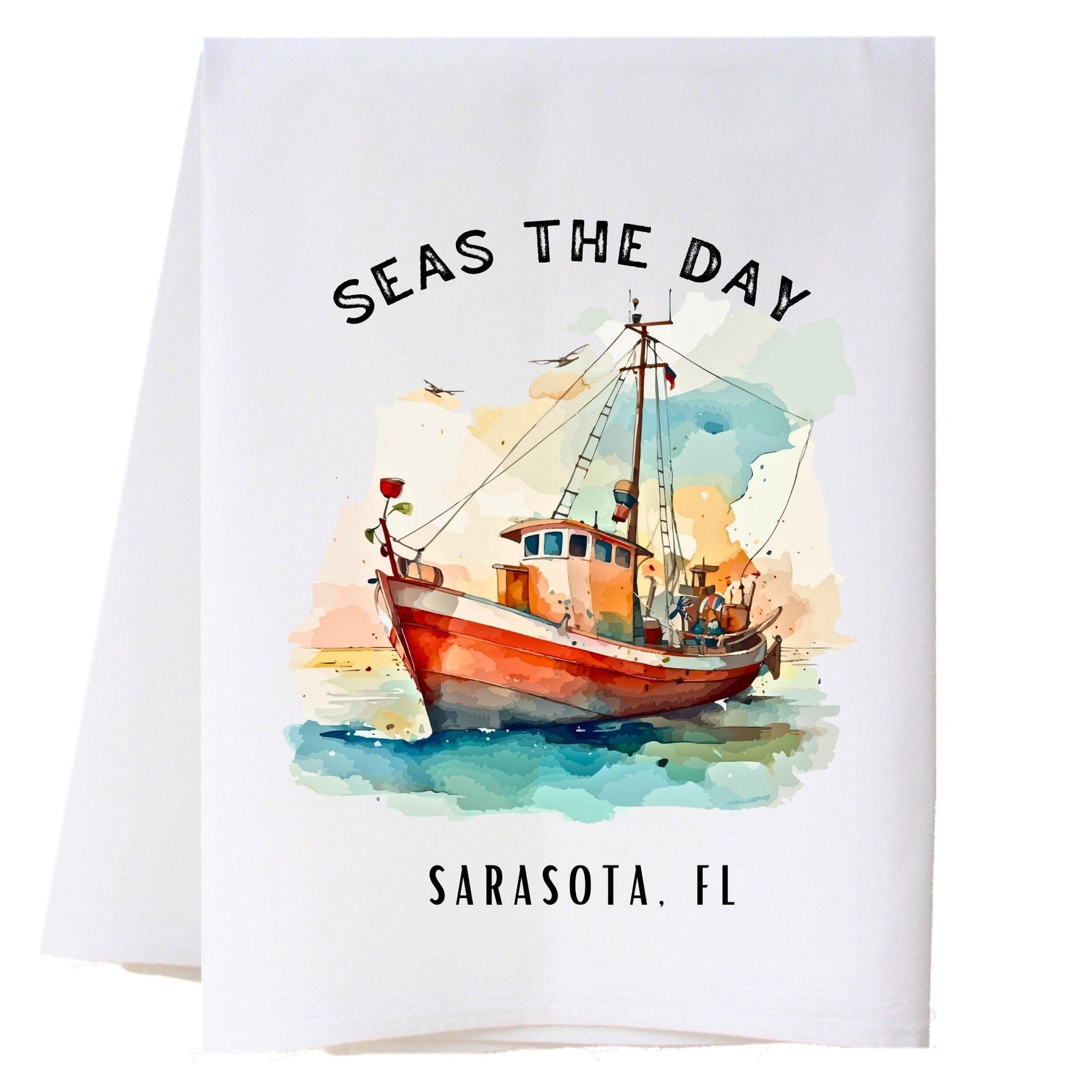 Seas The Day Fishing Boat Kitchen Towel Kitchen Towels - Southern Sisters