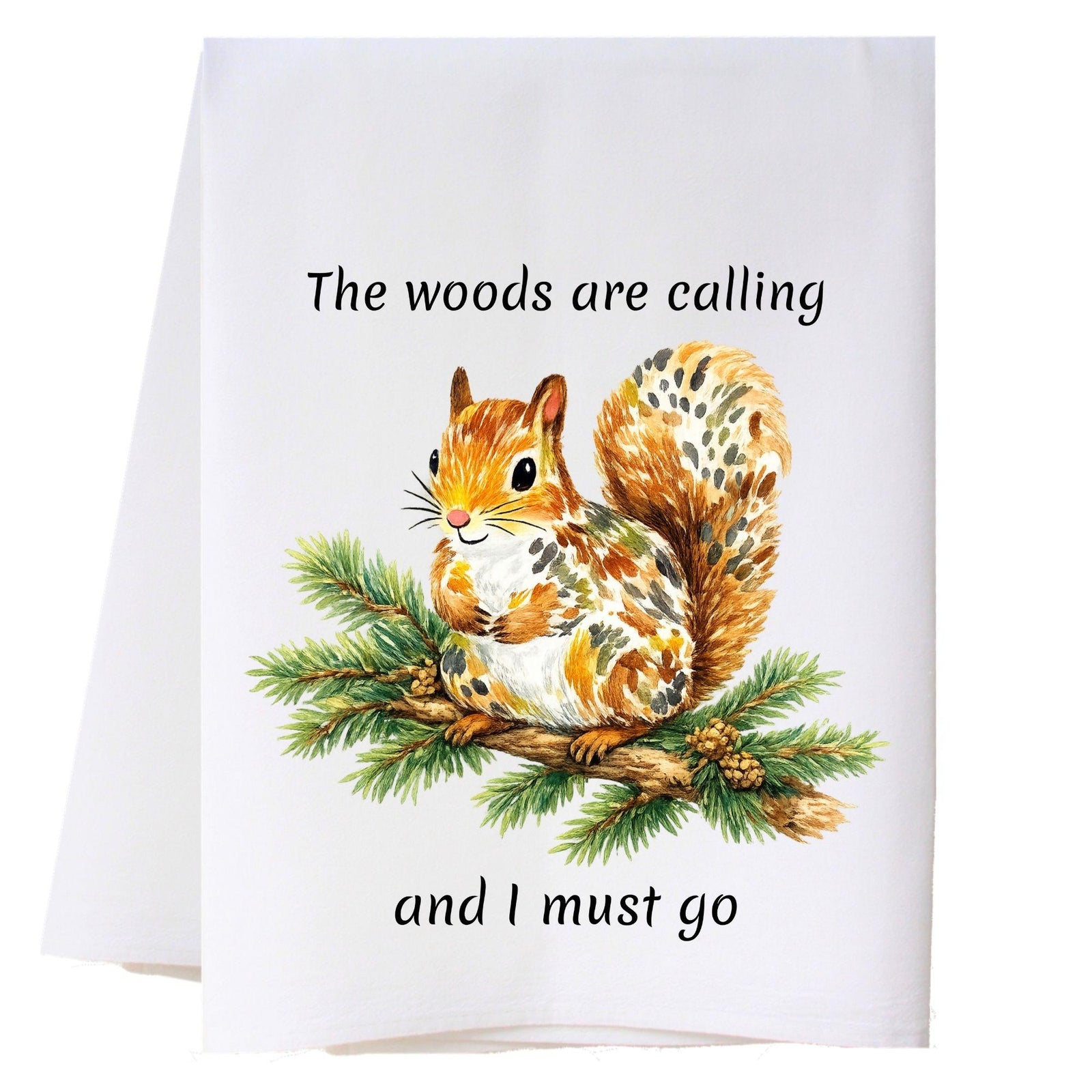 Squirrel In Woods Kitchen Towel