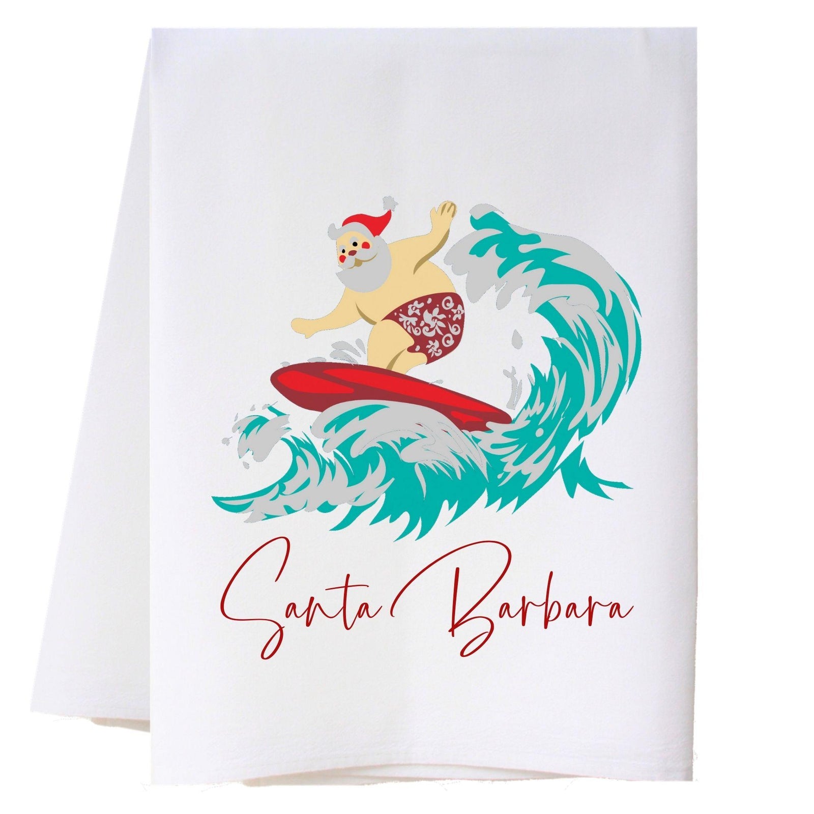 Surfing Santa Kitchen Towel