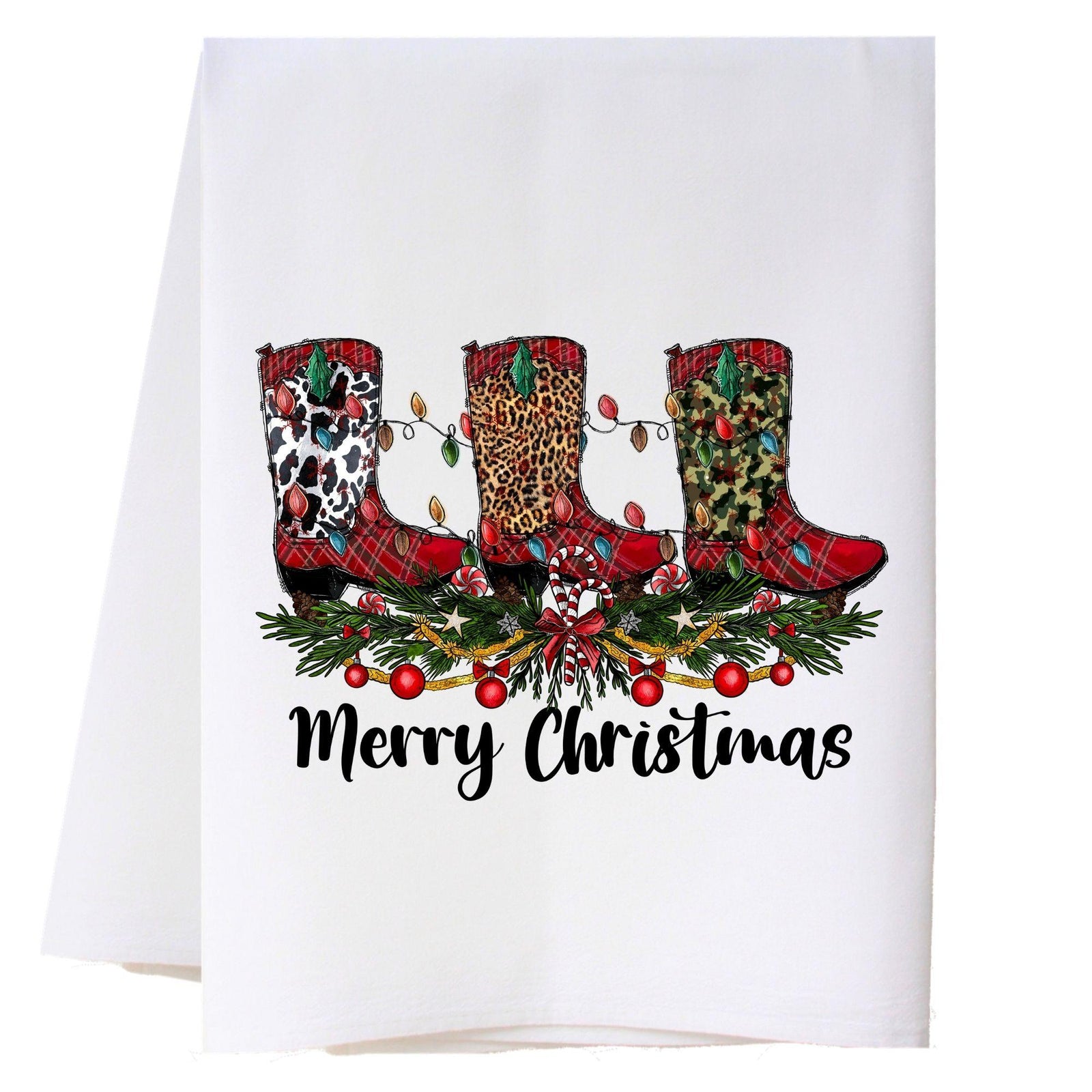 Three Boots Christmas Kitchen Towel