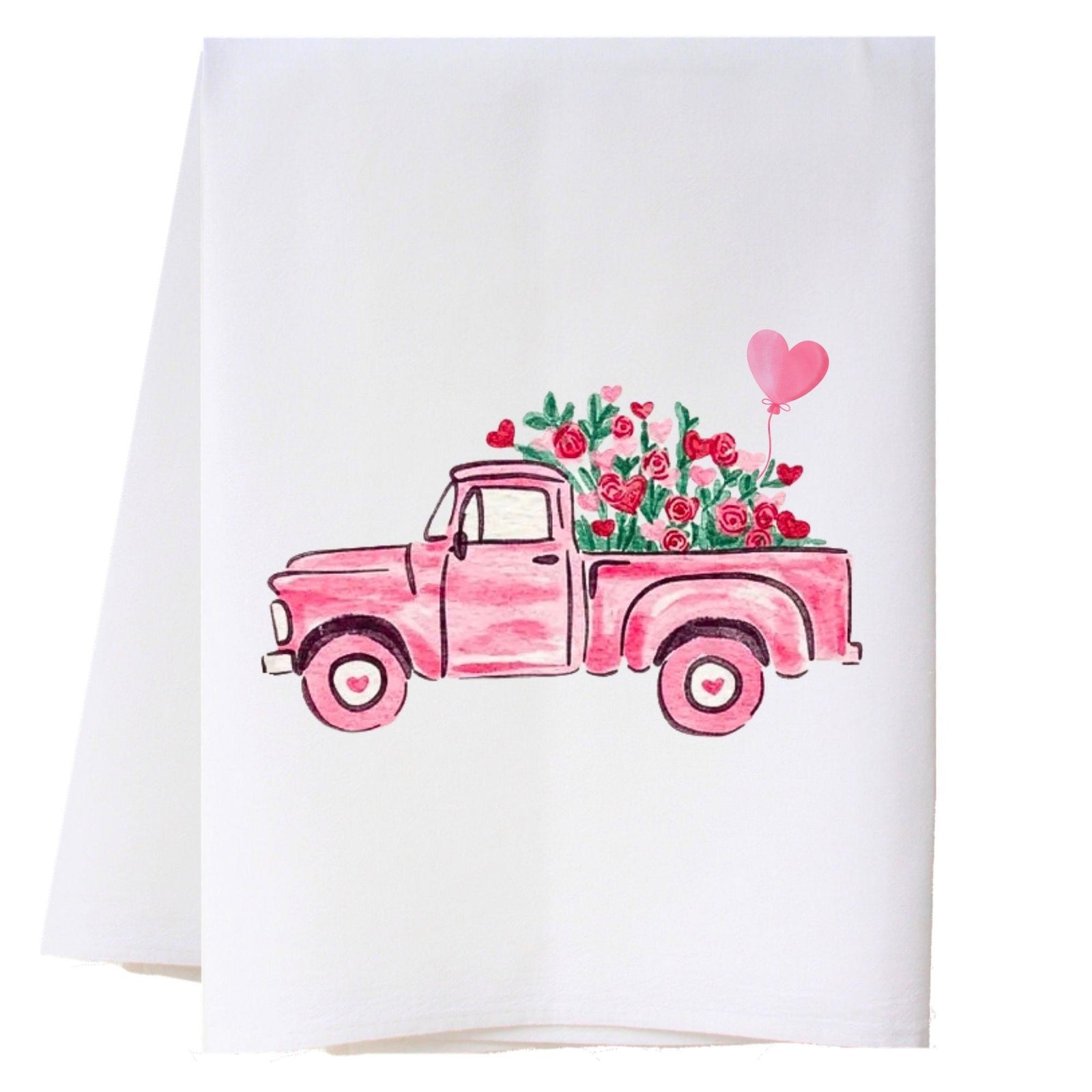 Truck and Flowers Kitchen Towel