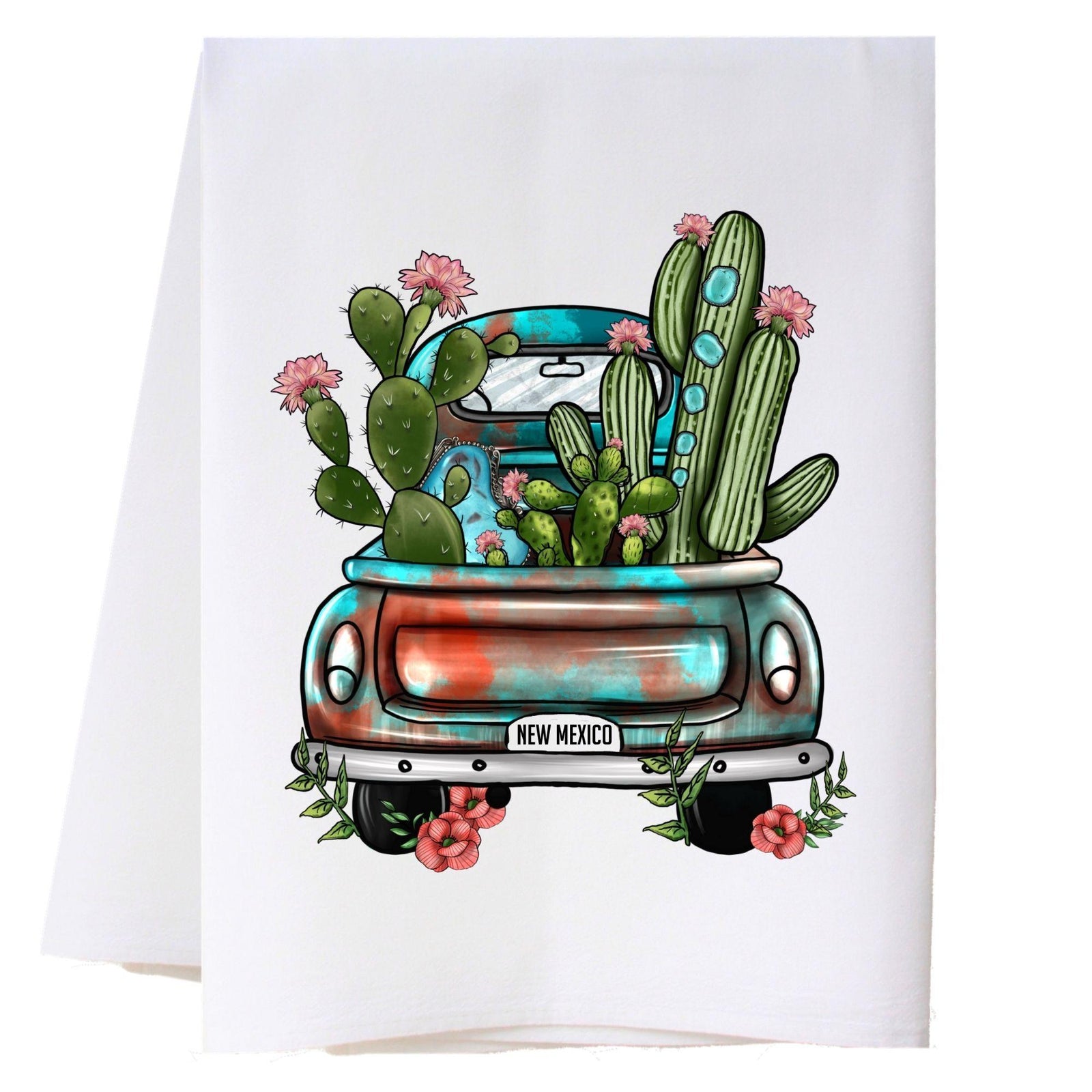 Turquoise Cactus Truck Kitchen Towel Kitchen Towels - Southern Sisters