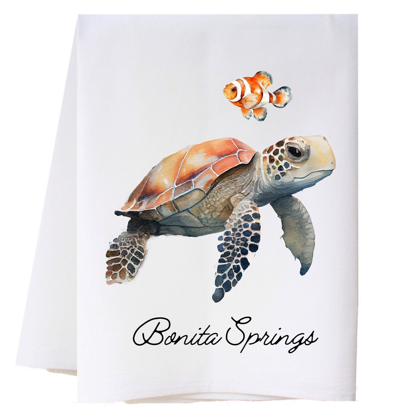 Turtle And Clownfish Kitchen Towel