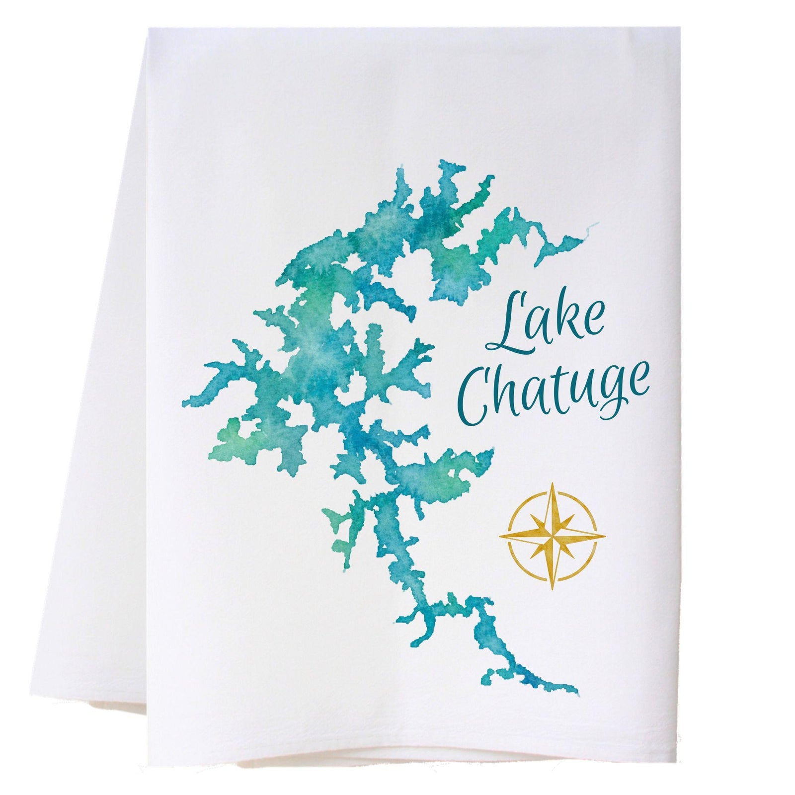 Watercolor Lake Map Kitchen Towel